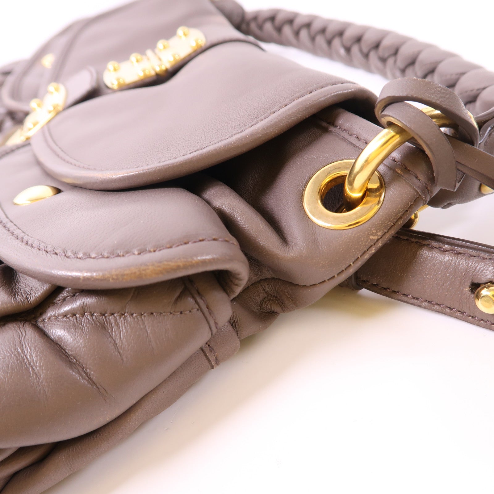 Miu Miu 羊皮皮革Shoulder Bag金扣手挽肩背兩用袋