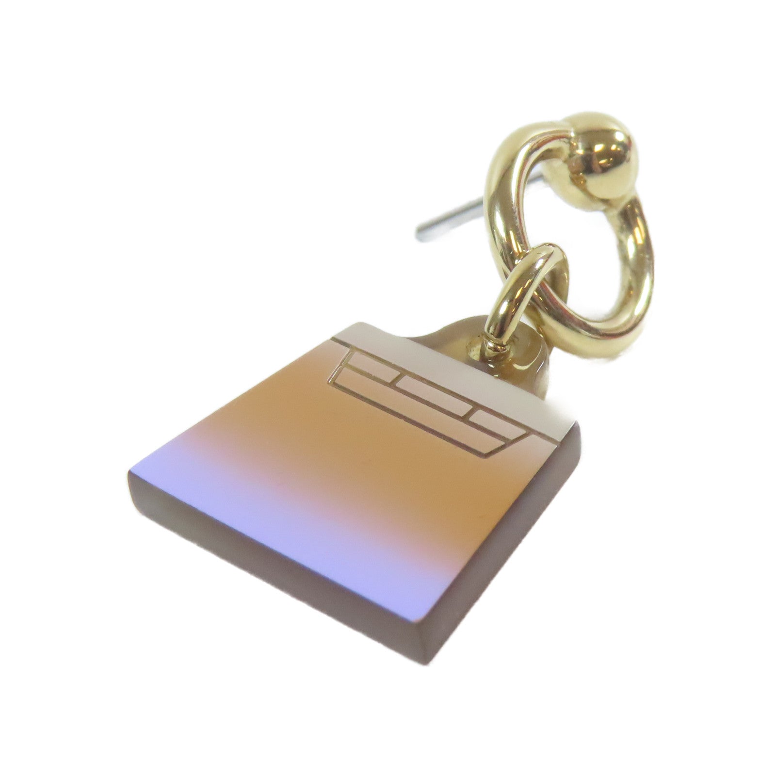 HERMES 水牛角/金屬Amulet Maroquinier Earrings金扣耳環粉紅色/紅色/金色