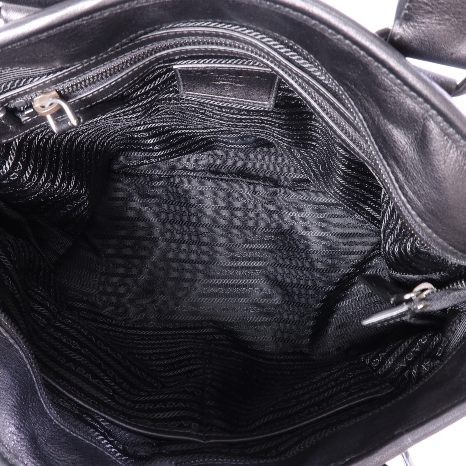 PRADA 牛皮皮革Vintage Handbag銀扣手挽肩背兩用袋