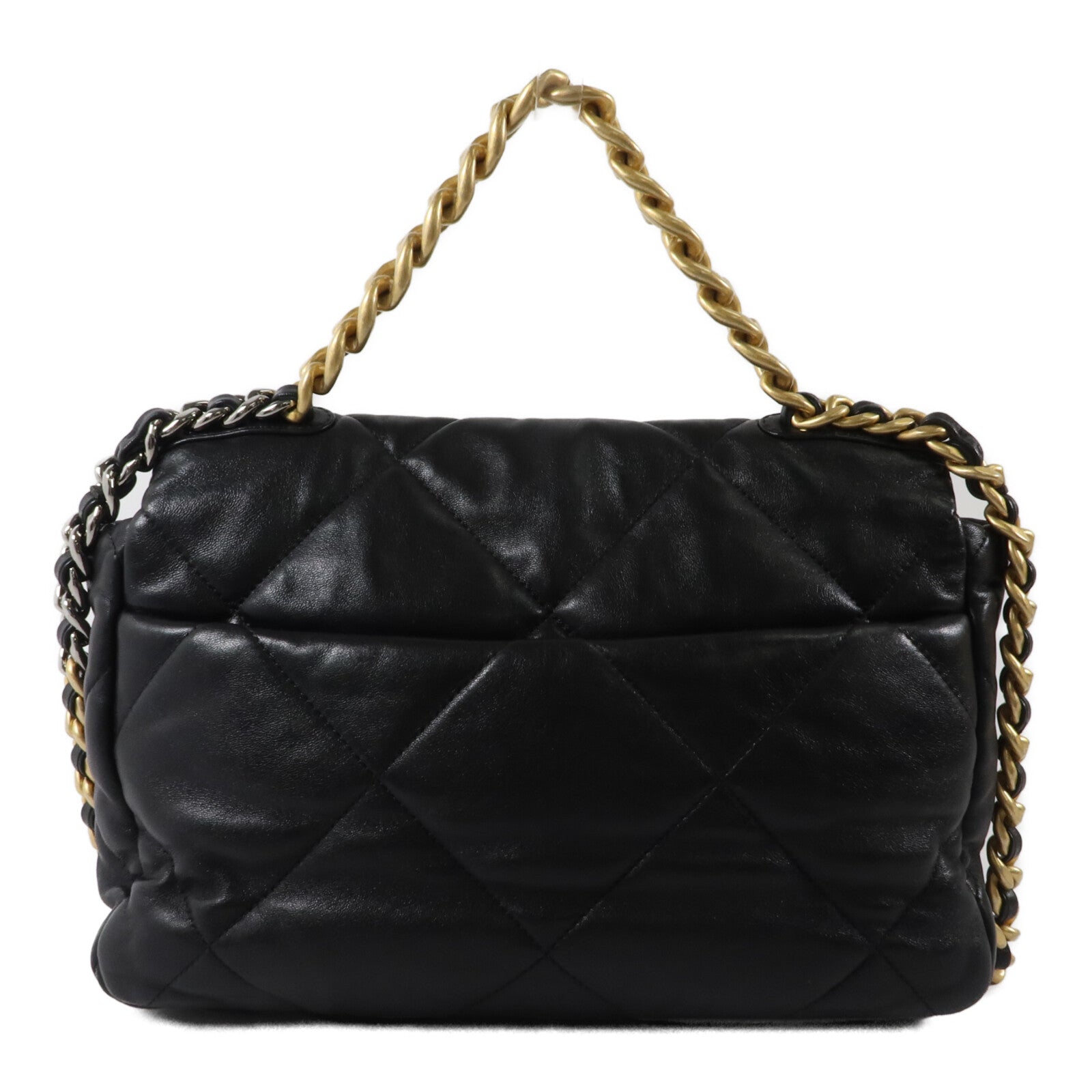 CHANEL 羊皮皮革Chanel 19 Large鏈帶手挽肩背兩用袋