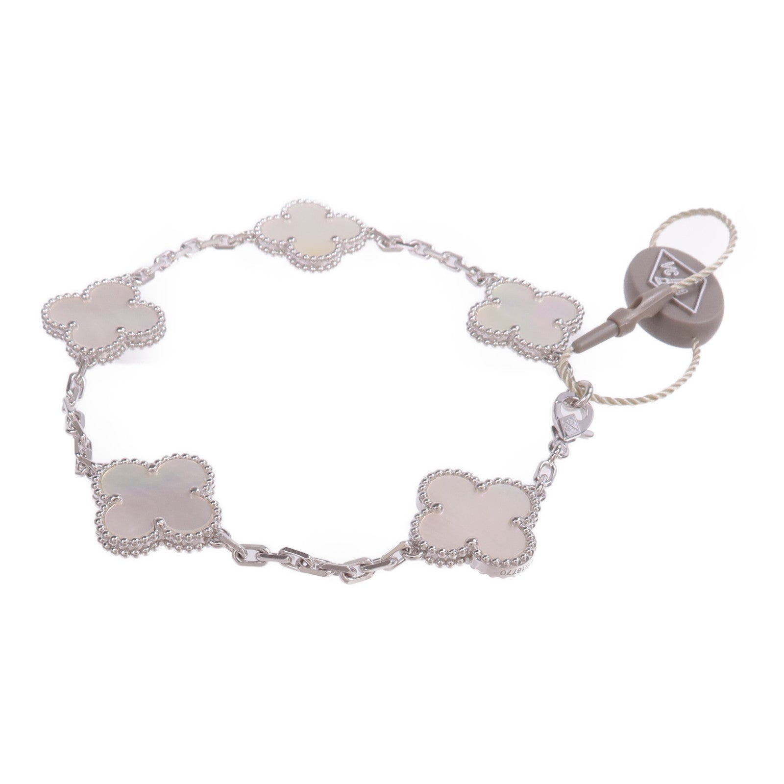 Van Cleef & Arpels 18K白金Vintage Alhambra Bracelet 5 Motifs珍珠母貝手鏈