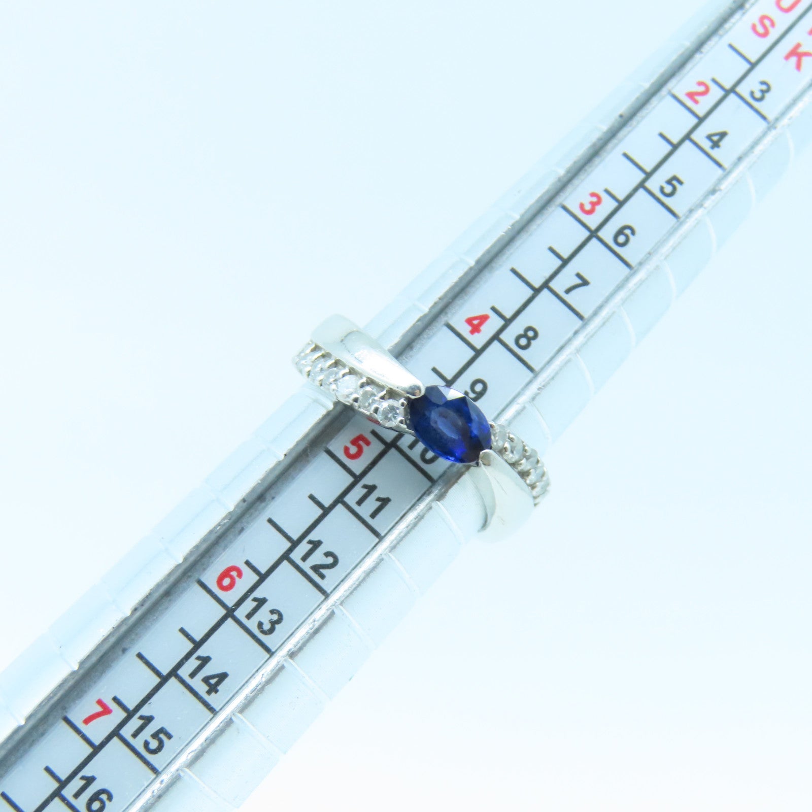 JEWELRY 【激減優惠】PT900鉑金Sapphire 5.2g藍寶石/0.29ct鑽石戒指US#4.75