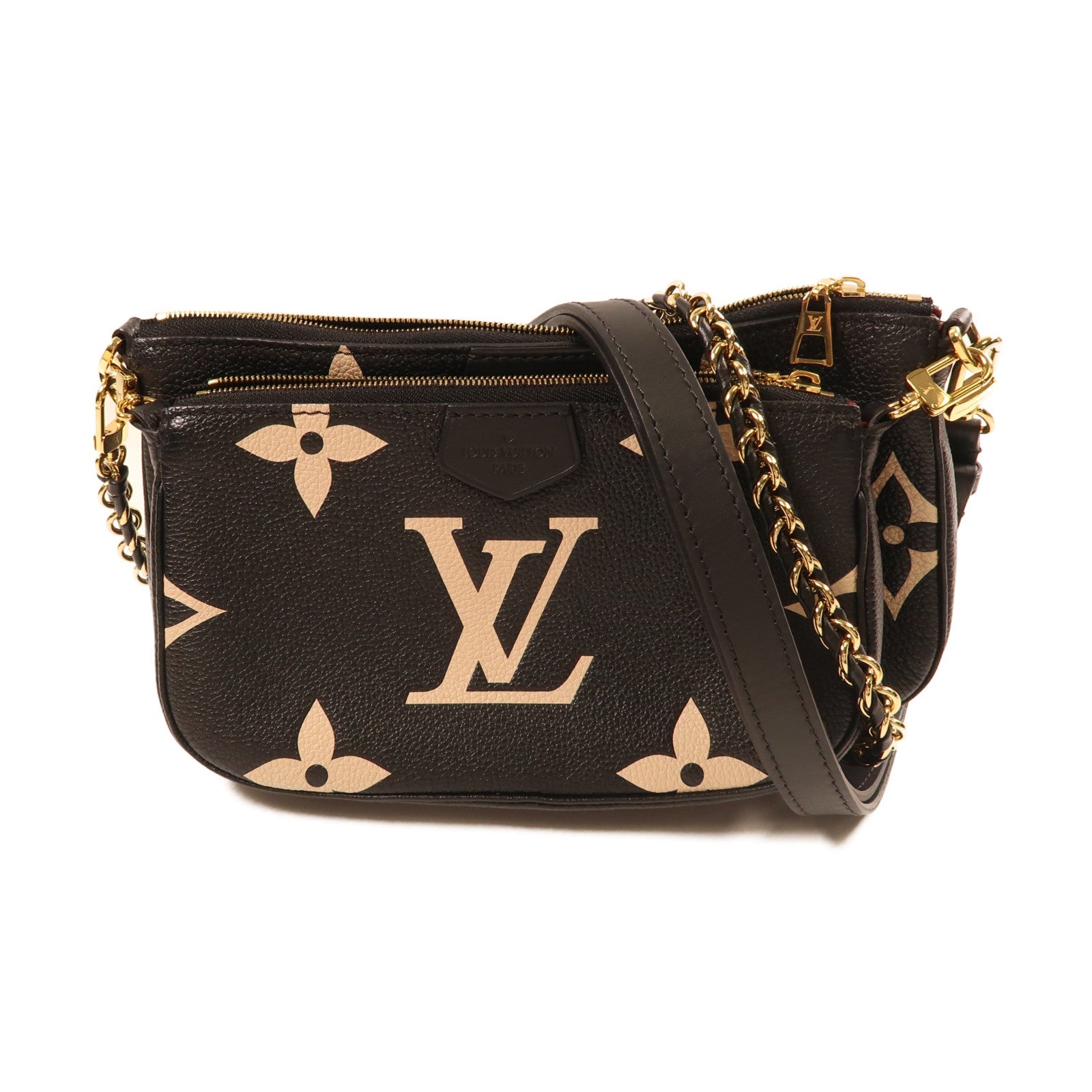LOUIS VUITTON Monogram Empreinte Multi Pochette Accessoires金扣鏈帶肩背袋黑色