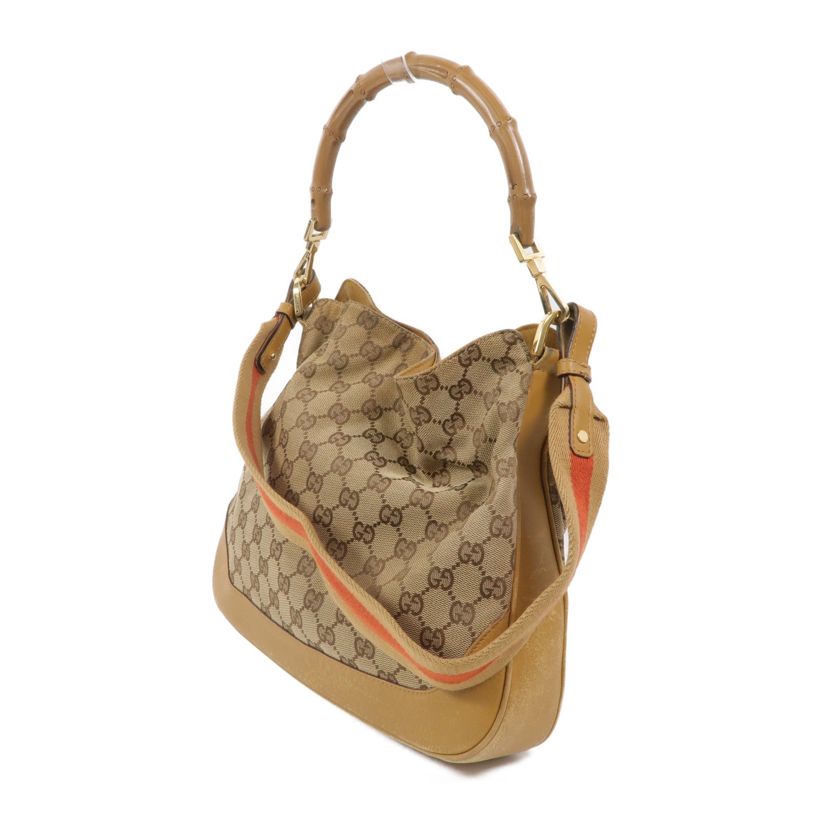 GUCCI 帆布Bamboo 2 Way Shoulder手挽肩背兩用袋
