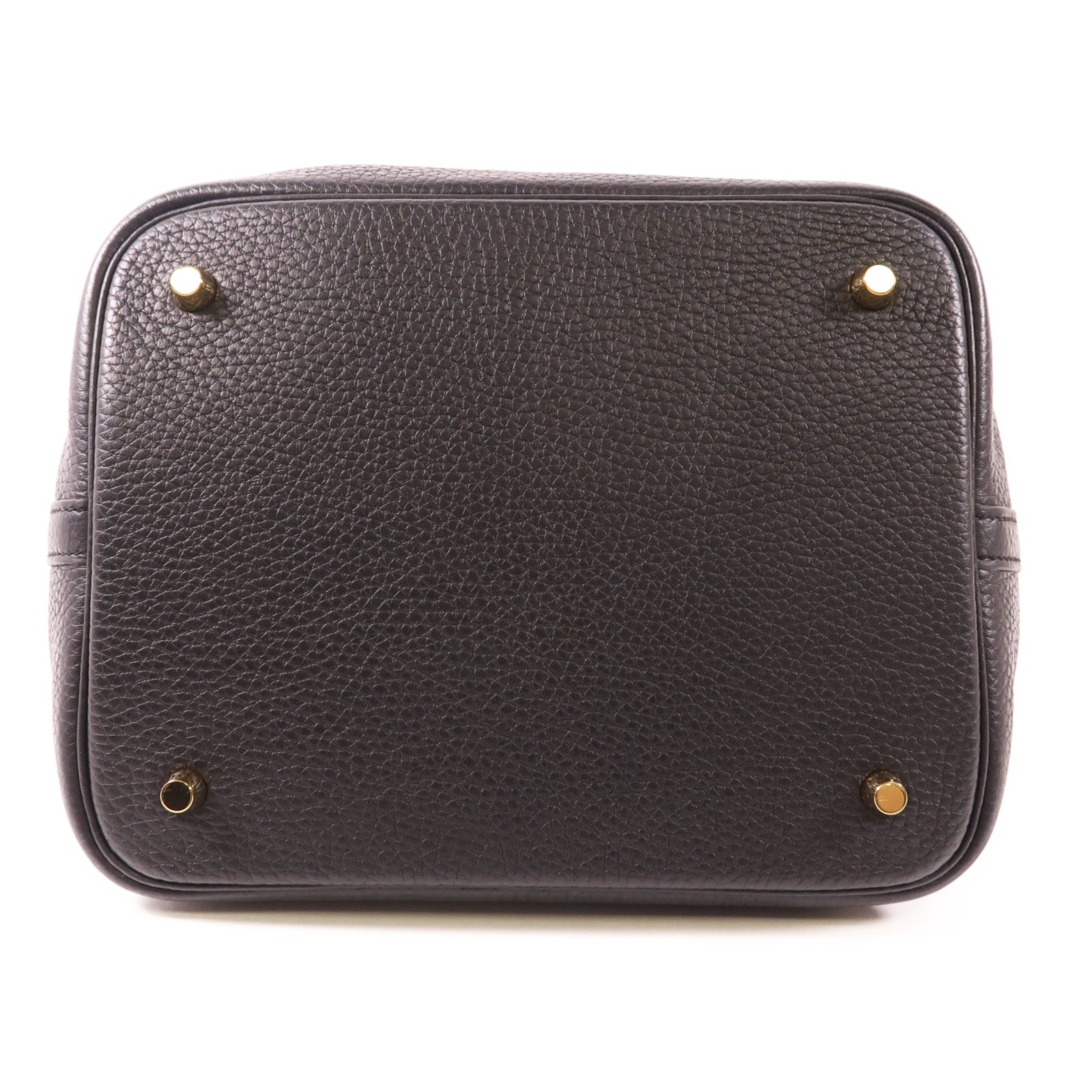 HERMES Clemence皮革Picotin MM金扣手挽袋89 Noir