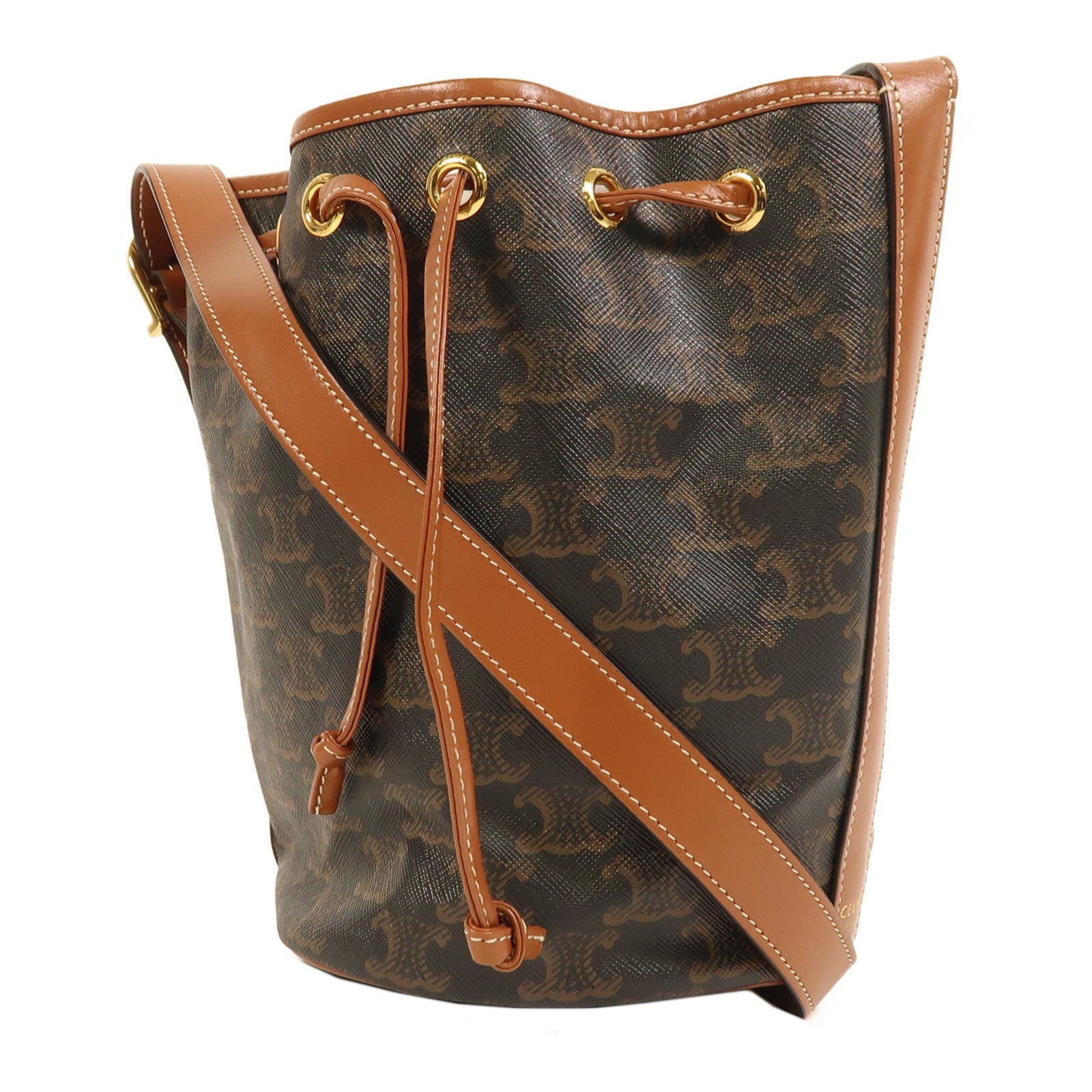 CELINE 塗層帆布Triomphe Bag金扣肩背袋