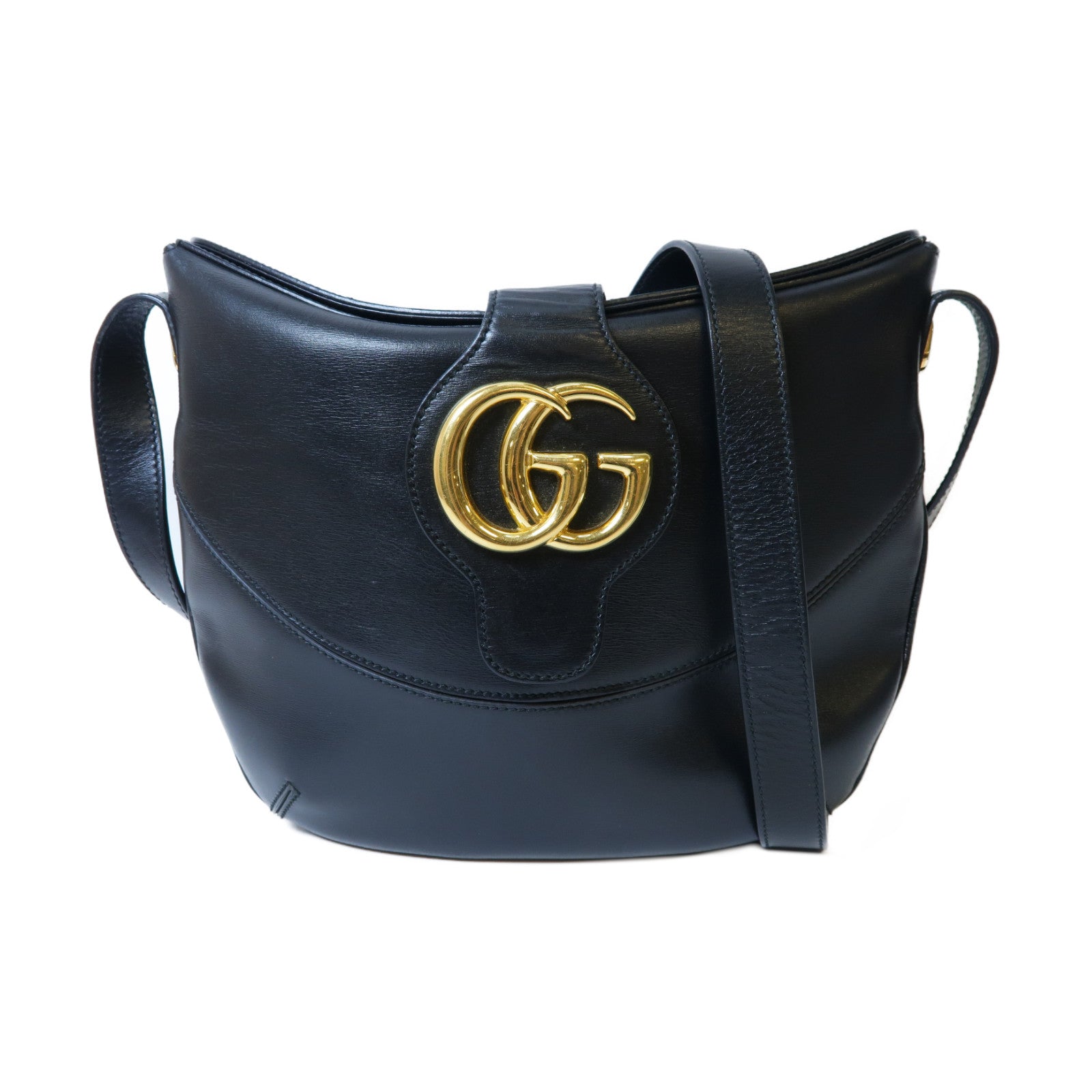 GUCCI 【激減優惠】牛皮皮革Arli Medium Shoulder Bag金扣肩背袋黑色