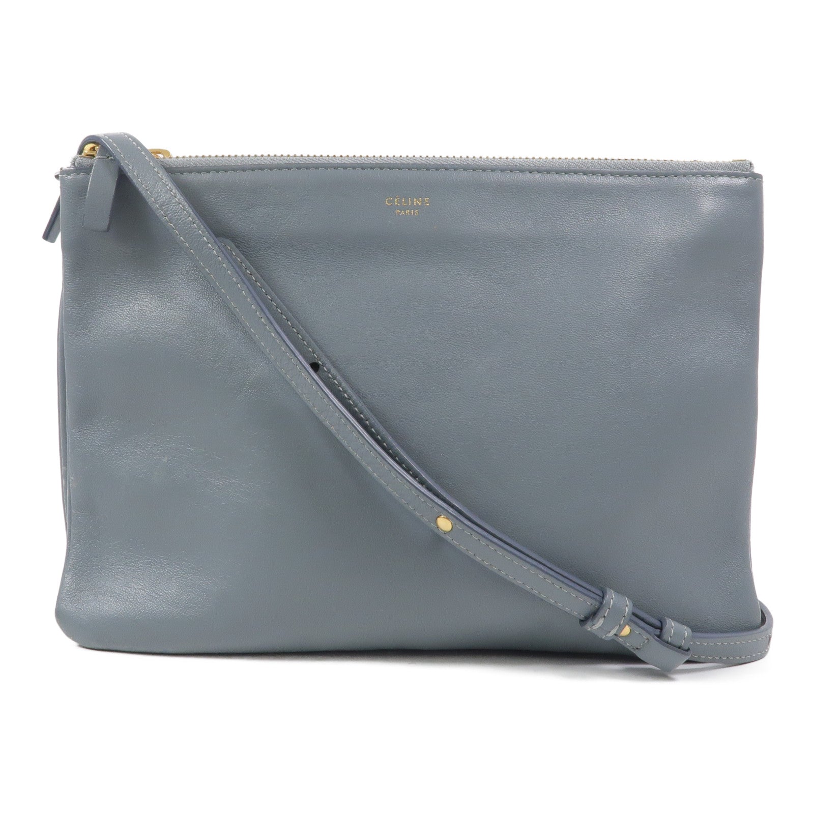 CELINE 牛皮皮革Trio肩背袋