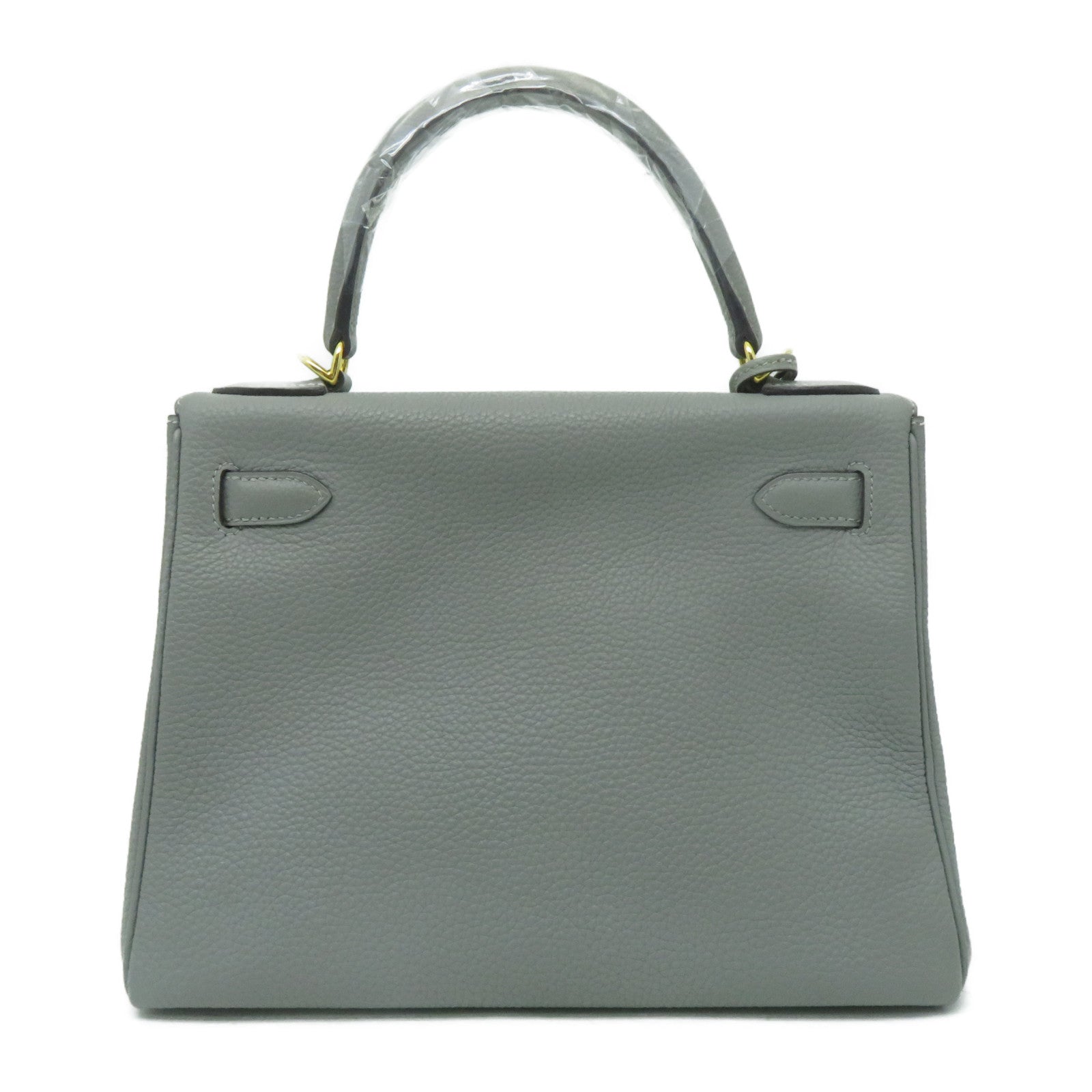 HERMES Togo皮革Kelly 28金扣手挽肩背兩用袋海鷗灰色