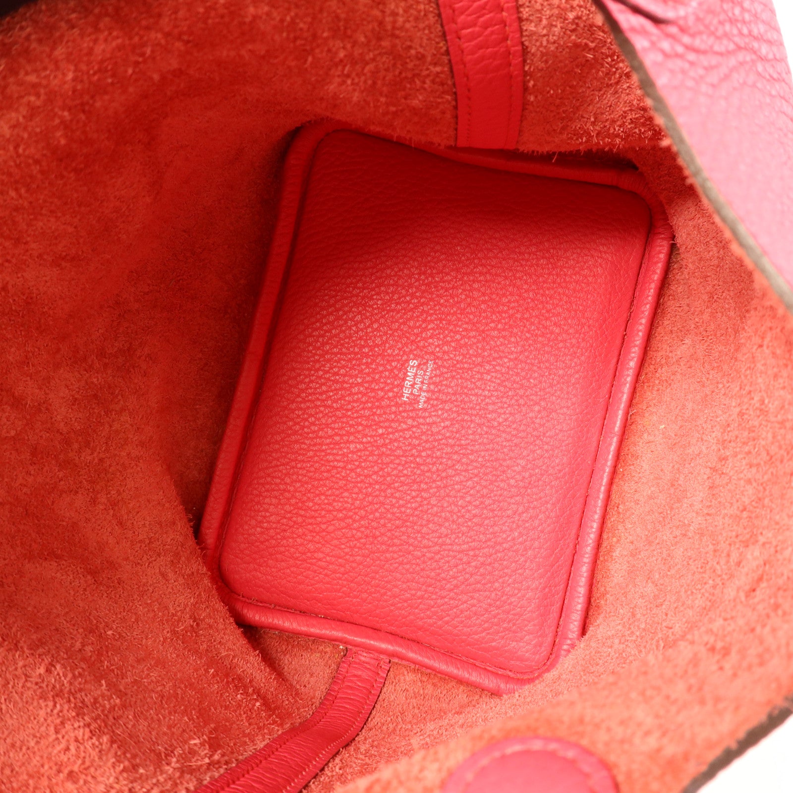 HERMES Clemence皮革Picotin PM銀扣手挽袋Rose Mexico