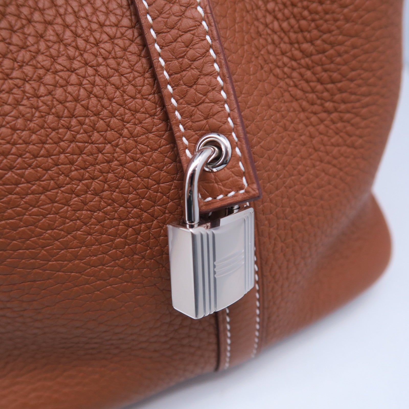 HERMES 【激減優惠】Clemence皮革Picotin MM銀扣手挽袋Gold經典駝色