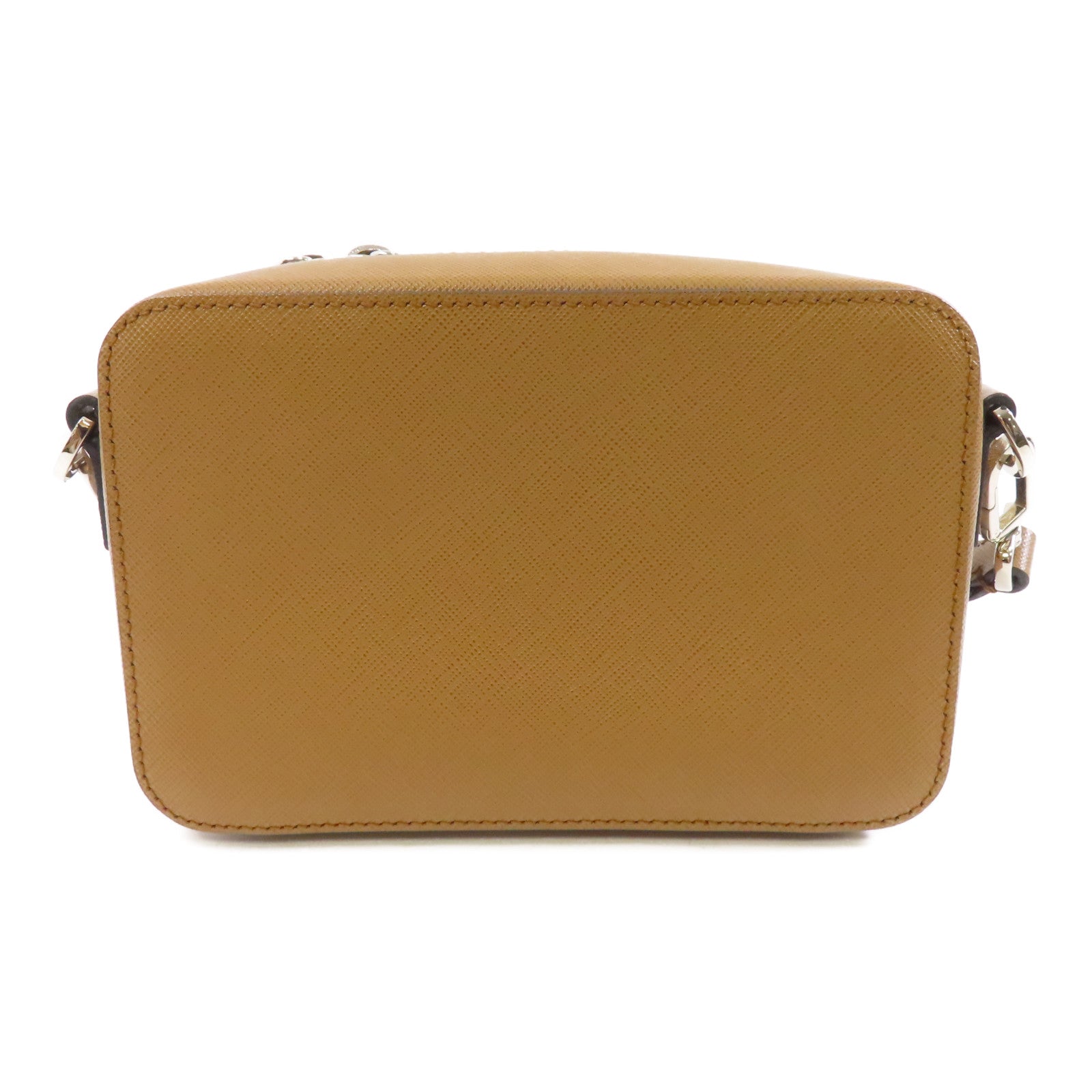PRADA 牛皮皮革Shoulder Bag銀扣肩背袋啡色/黑色