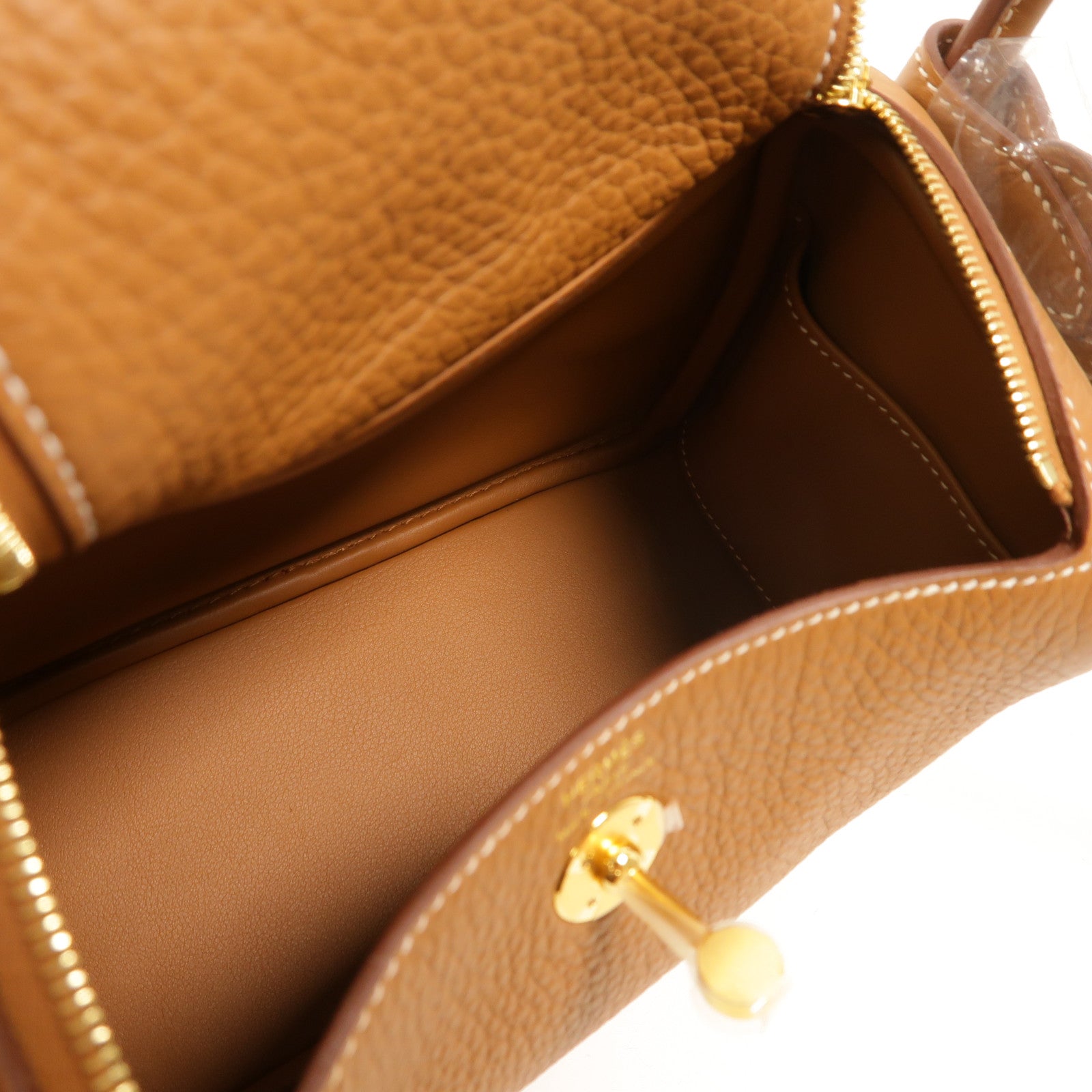 HERMES Clemence皮革Mini Lindy金扣手挽肩背兩用袋
