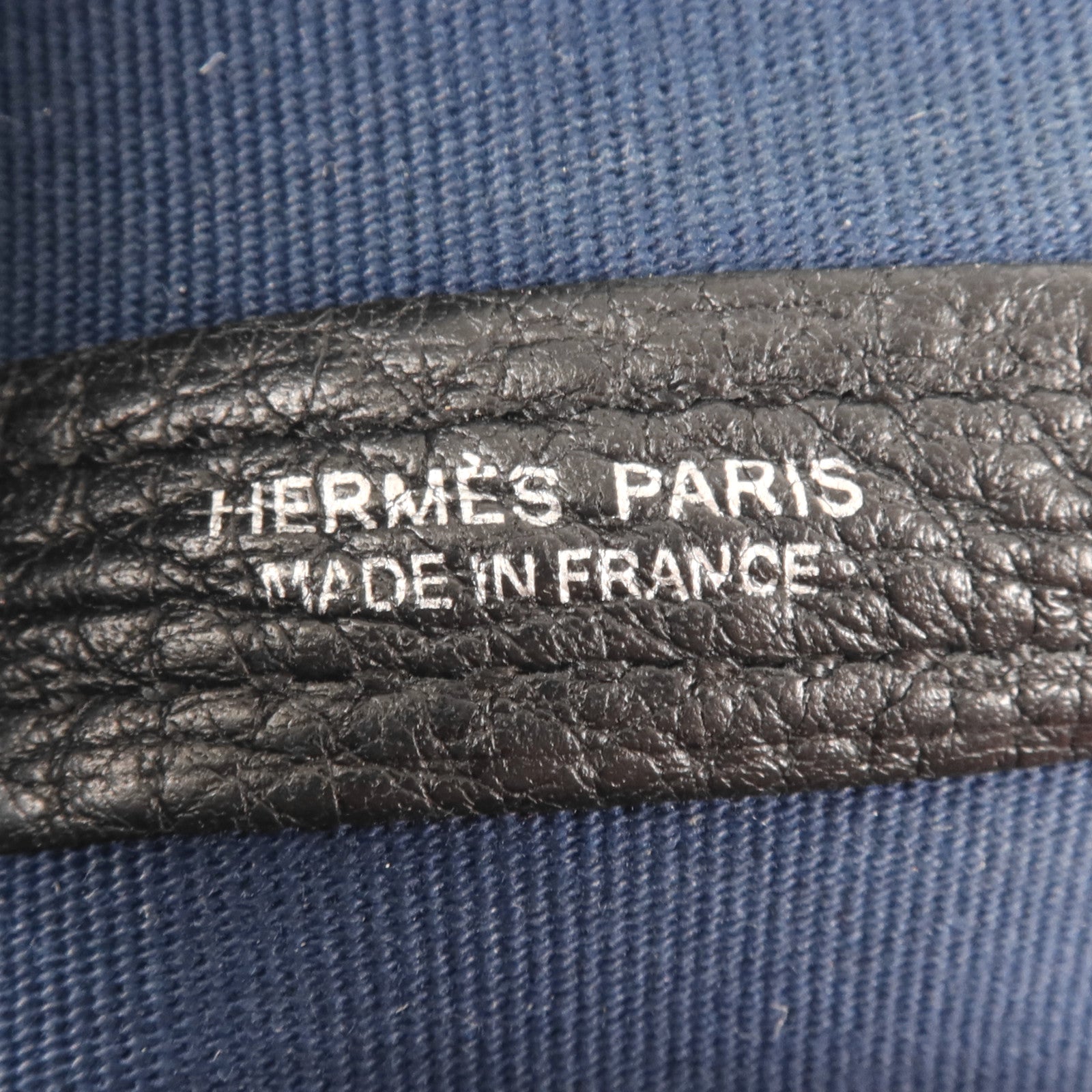 HERMES 帆布GardenParty PM銀扣手挽袋Bleu de Malte