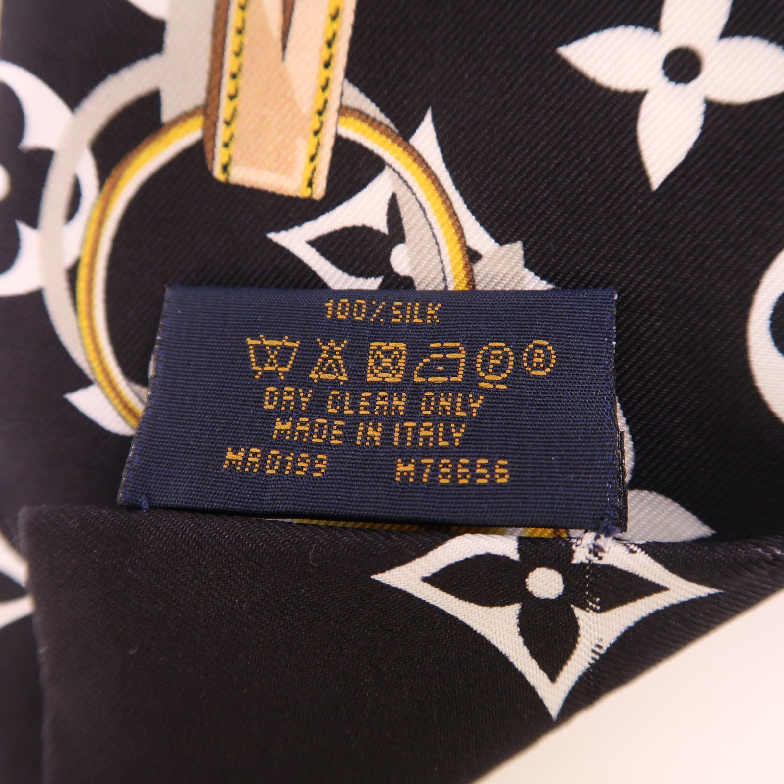 LOUIS VUITTON Scarf Scarves Silk Black White