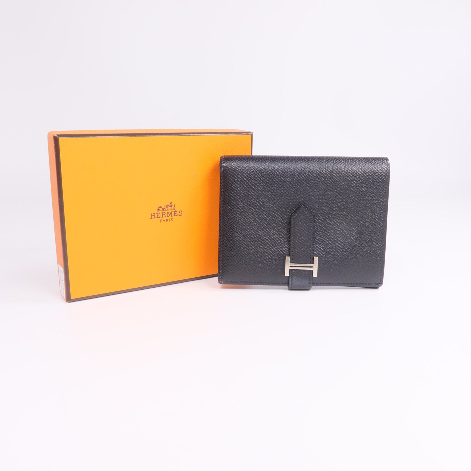 HERMES Epsom皮革Bearn Compact Wallet錢包Noir