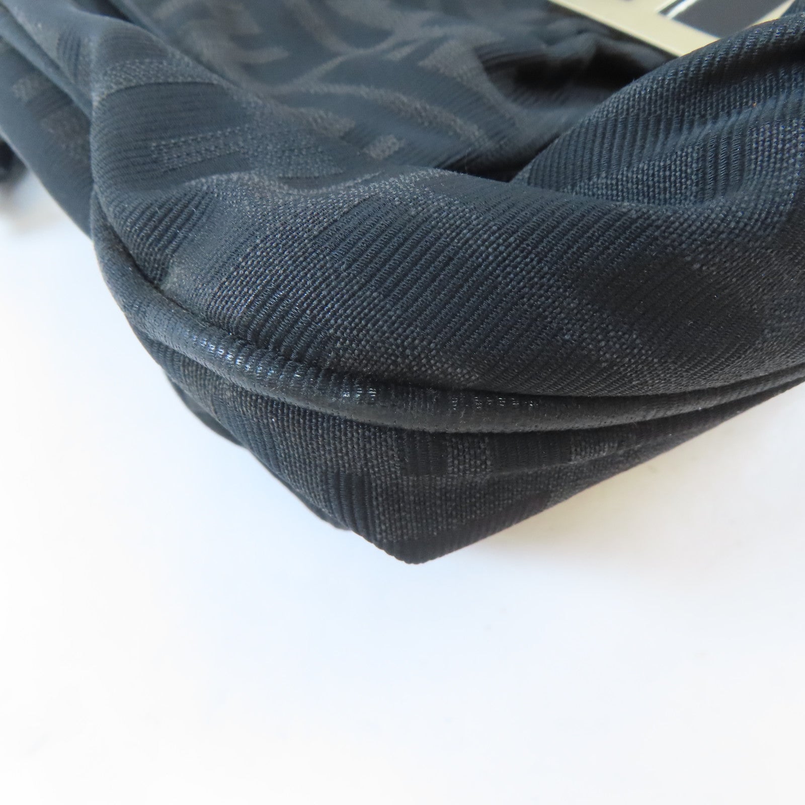 FENDI 帆布Zucca Mia Flap銀扣肩背袋啡色