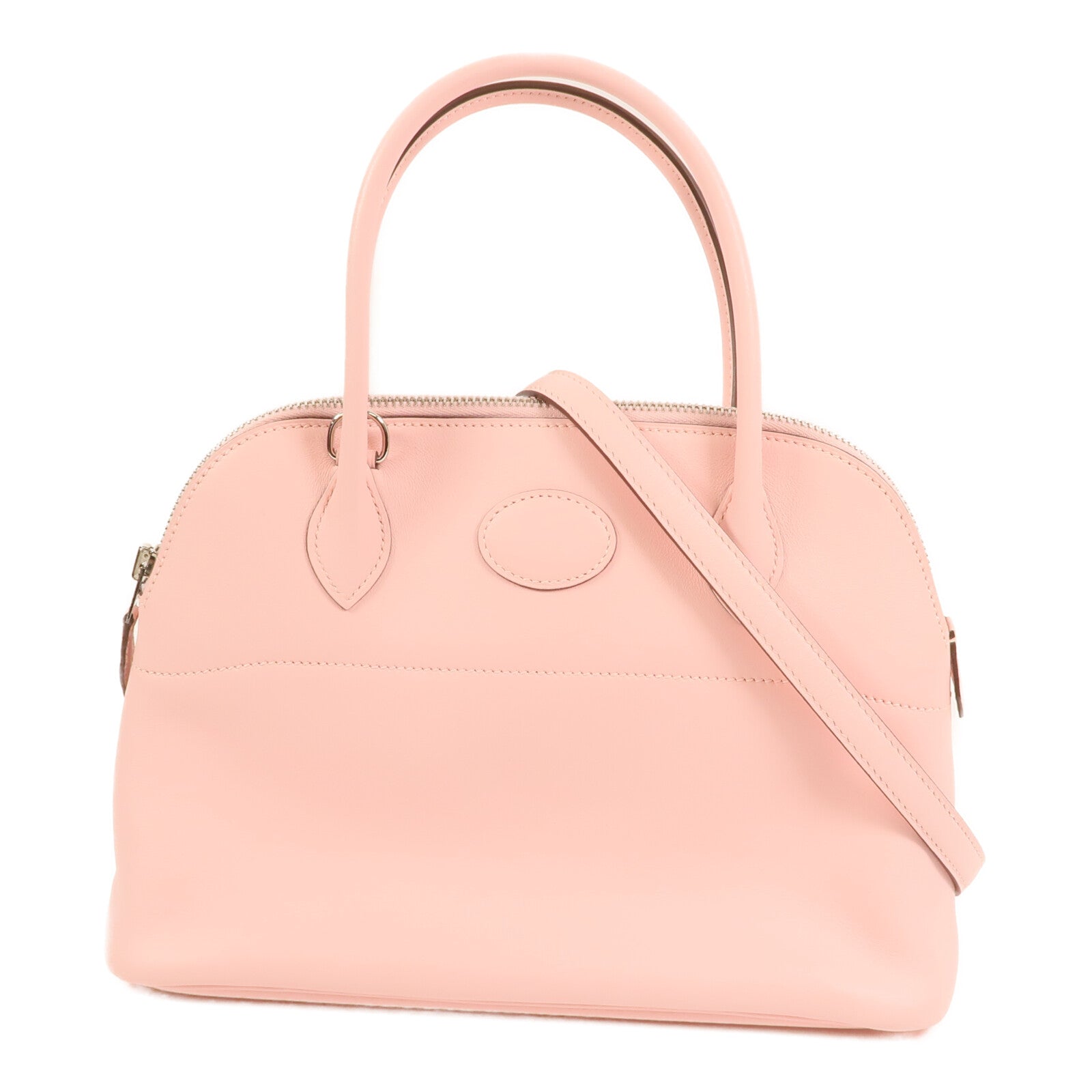 HERMES Epsom皮革Bolide 27銀扣手挽肩背兩用袋Rose Sakura