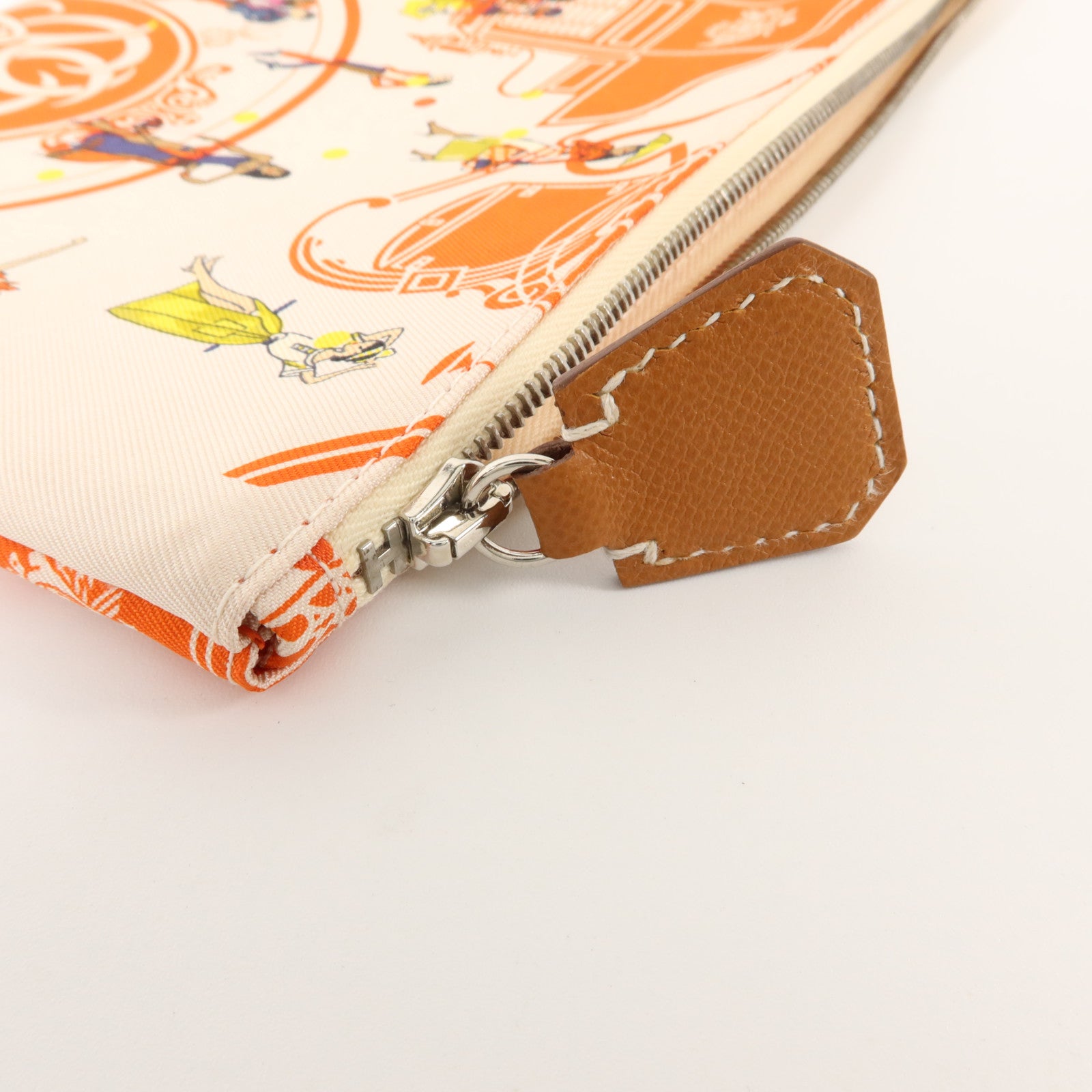 HERMES 絲質Silky Pocket Cosmetic Pouch小袋Geranium/Nata/Gold