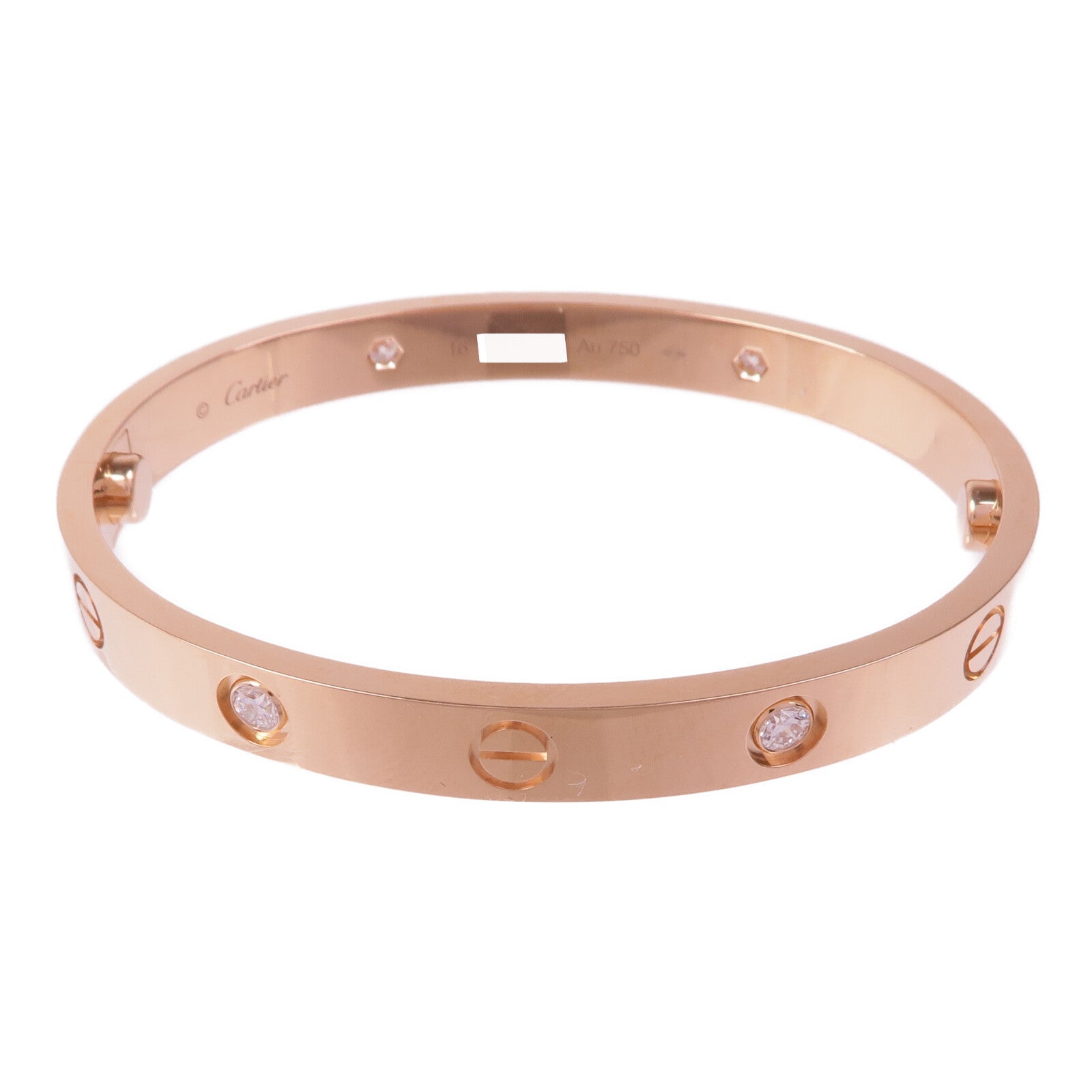 CARTIER 18K玫瑰金Love Bracelet 4 Diamonds鑽石手鐲Cartier#16