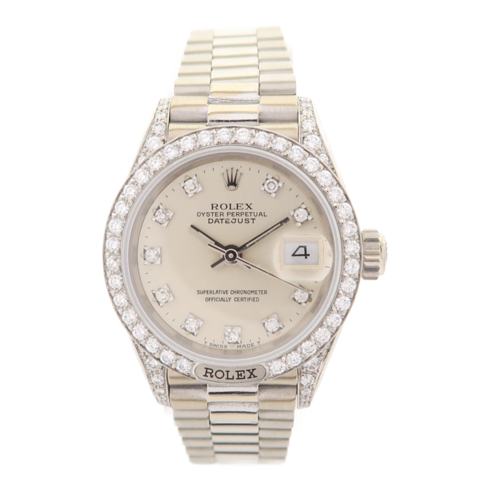 ROLEX Datejust18K白金不鏽鋼手錶自動機芯銀色
