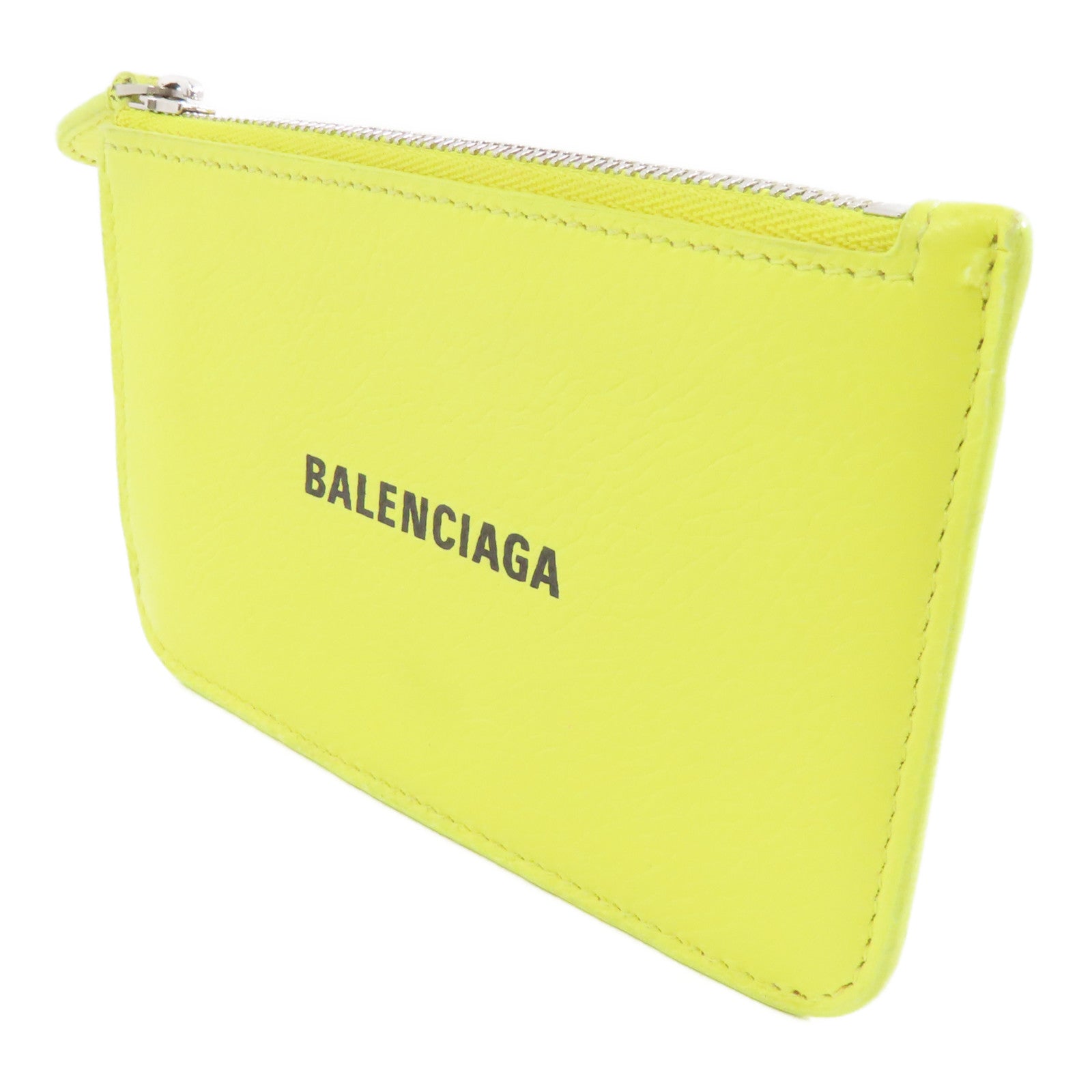 BALENCIAGA 牛皮皮革Card Case銀扣卡片套黃色