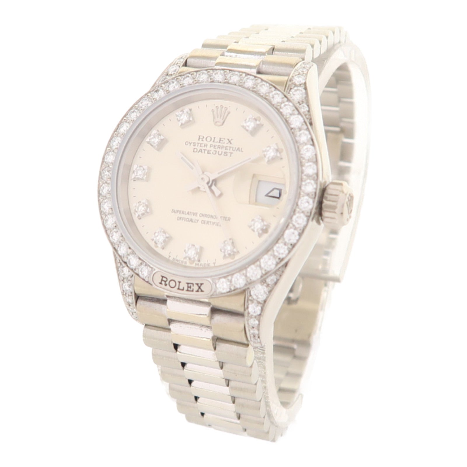 ROLEX Datejust18K白金不鏽鋼手錶自動機芯銀色
