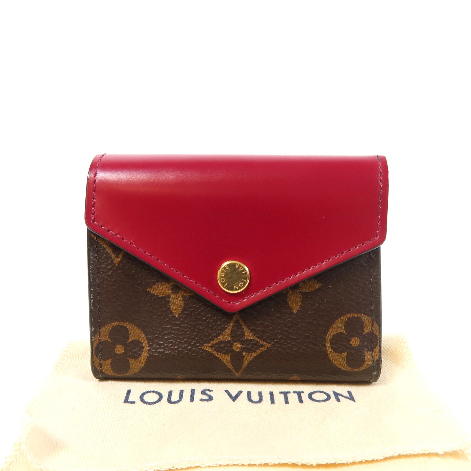 LOUIS VUITTON Monogram Wallet金扣錢包棕色/紅色