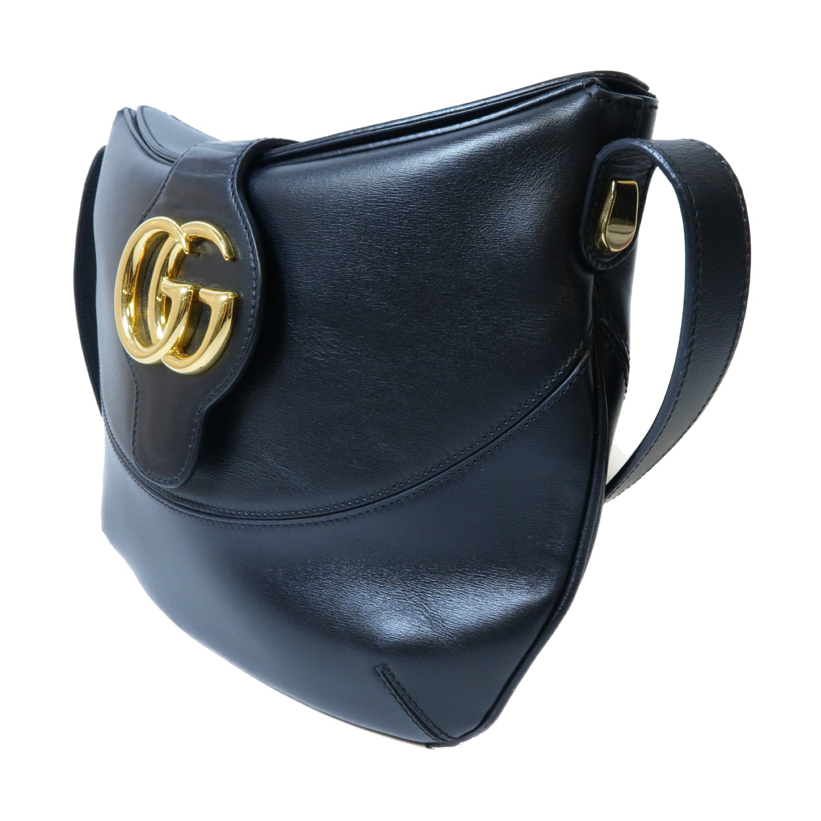GUCCI 【激減優惠】牛皮皮革Arli Medium Shoulder Bag金扣肩背袋黑色