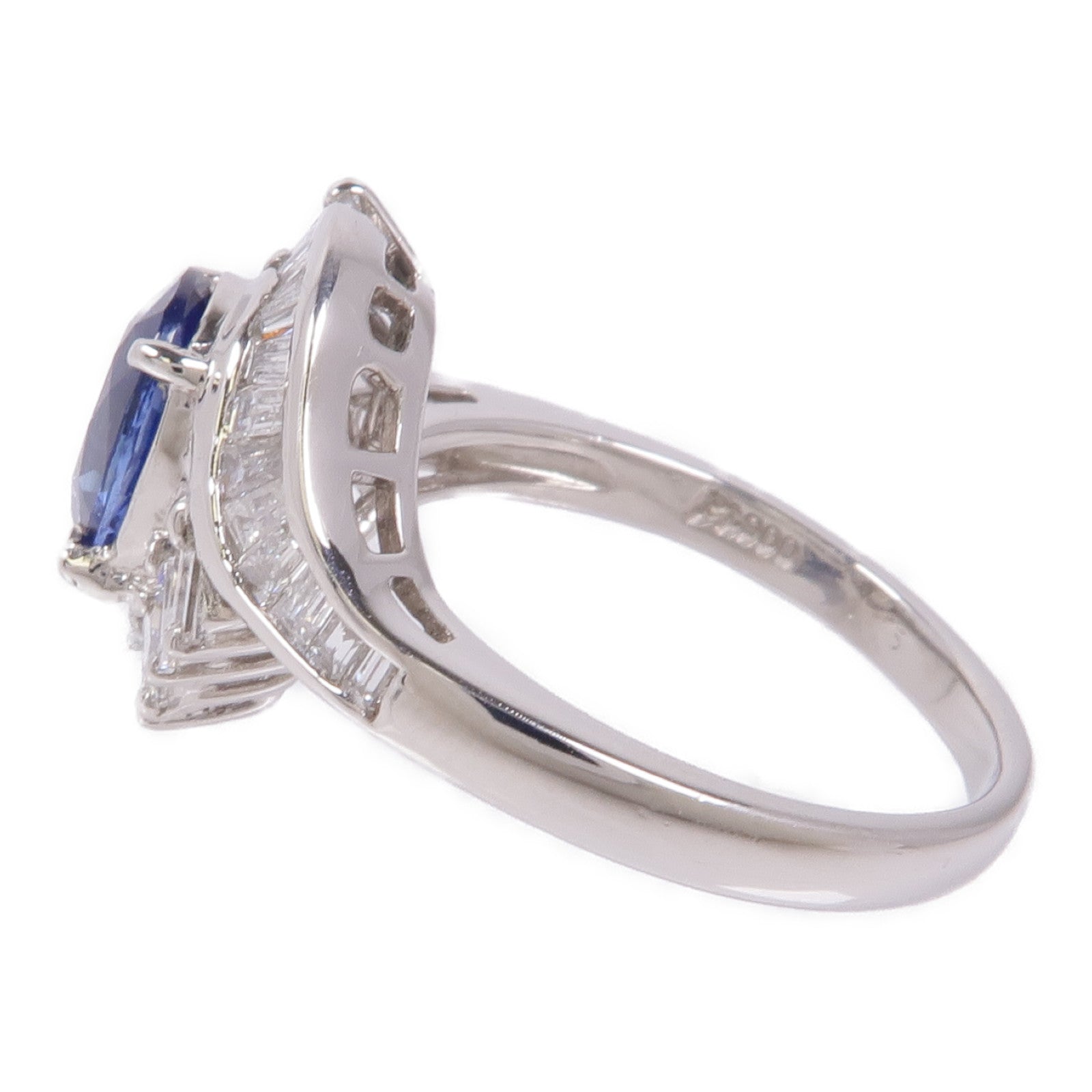 JEWELRY PT900鉑金Sapphire/Diamond Ring藍寶石/鑽石戒指US#6.75