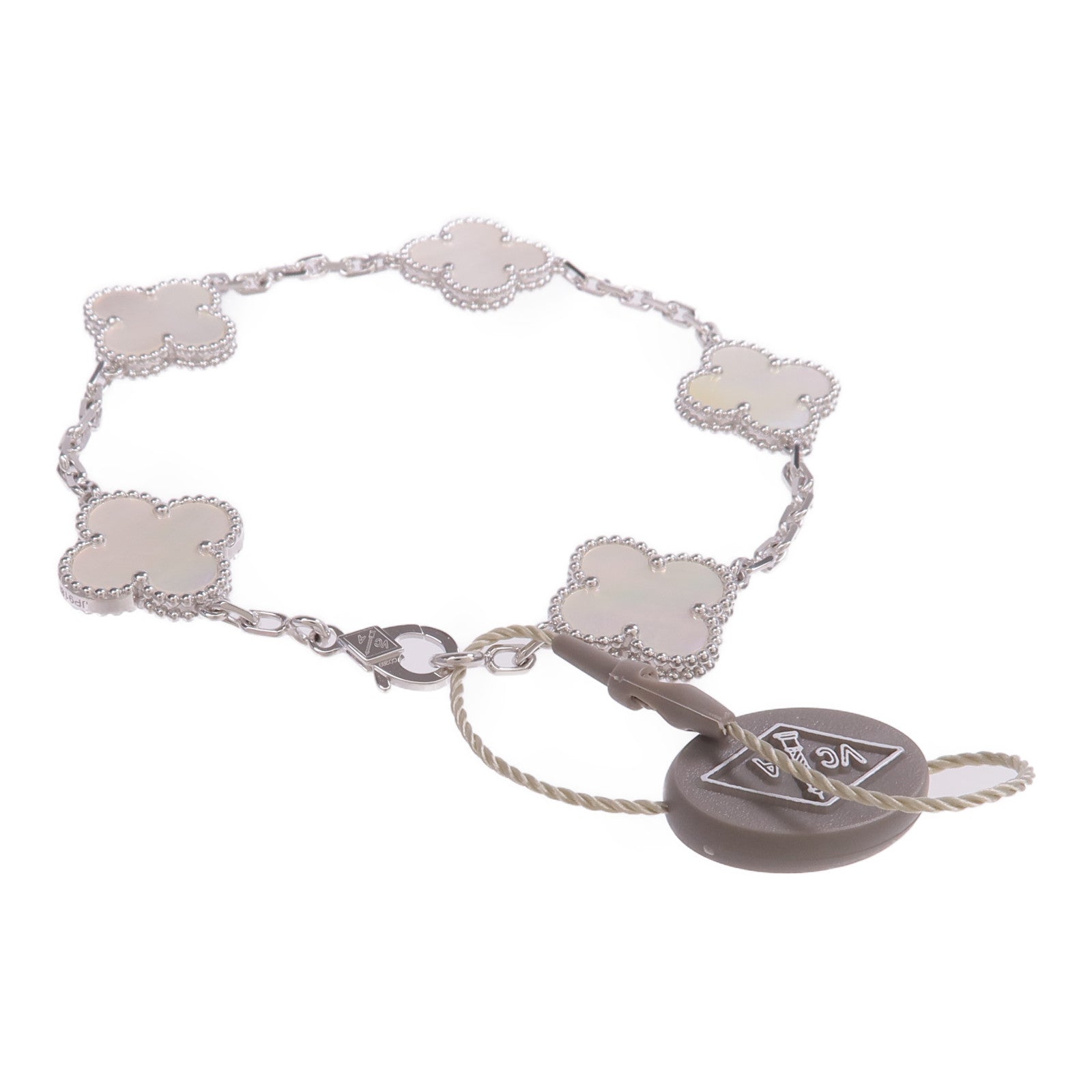 Van Cleef & Arpels 18K白金Vintage Alhambra Bracelet 5 Motifs珍珠母貝手鏈