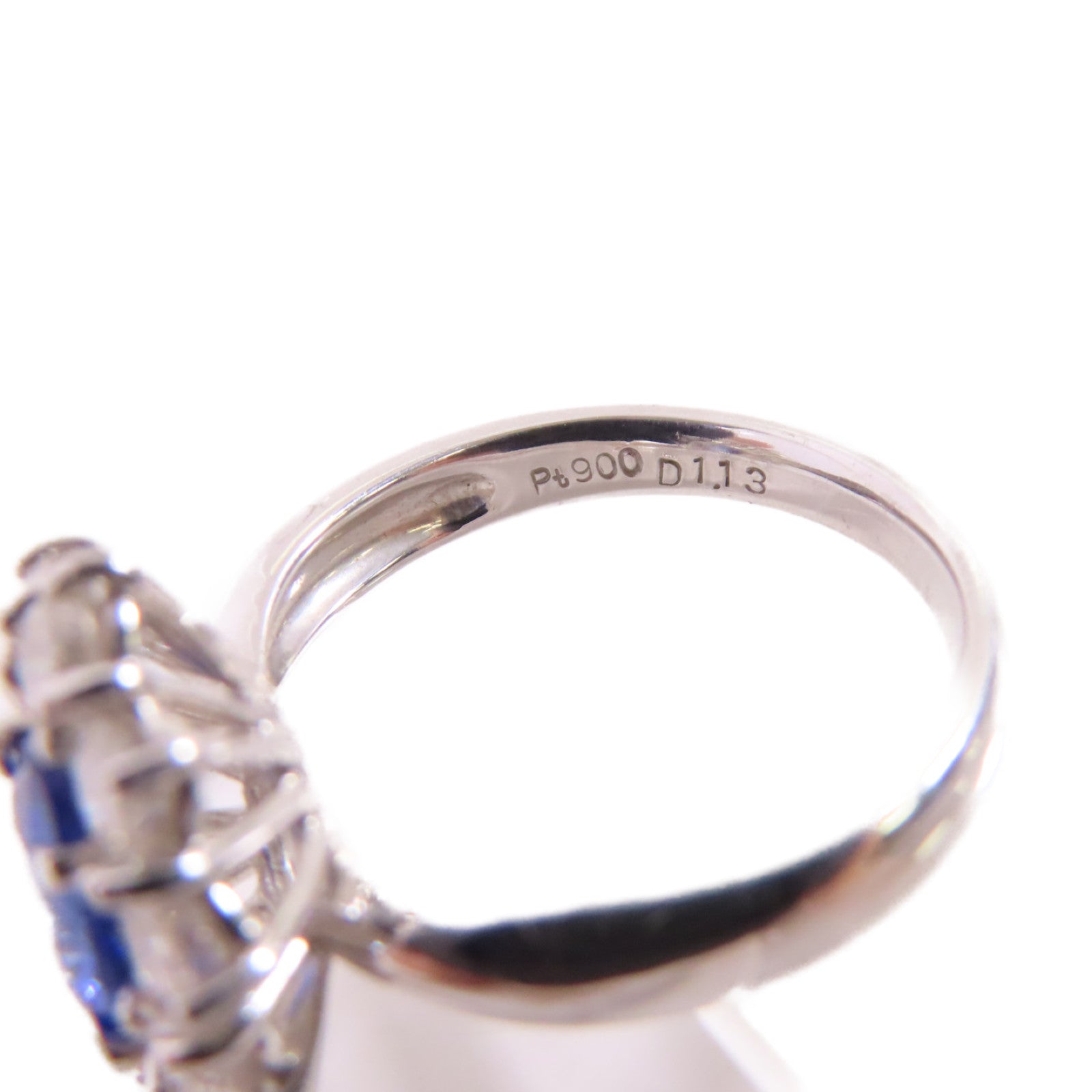 JEWELRY PT900鉑金/藍寶石/1.13ct鑽石Sapphire Diamond Ring戒指US#6.25