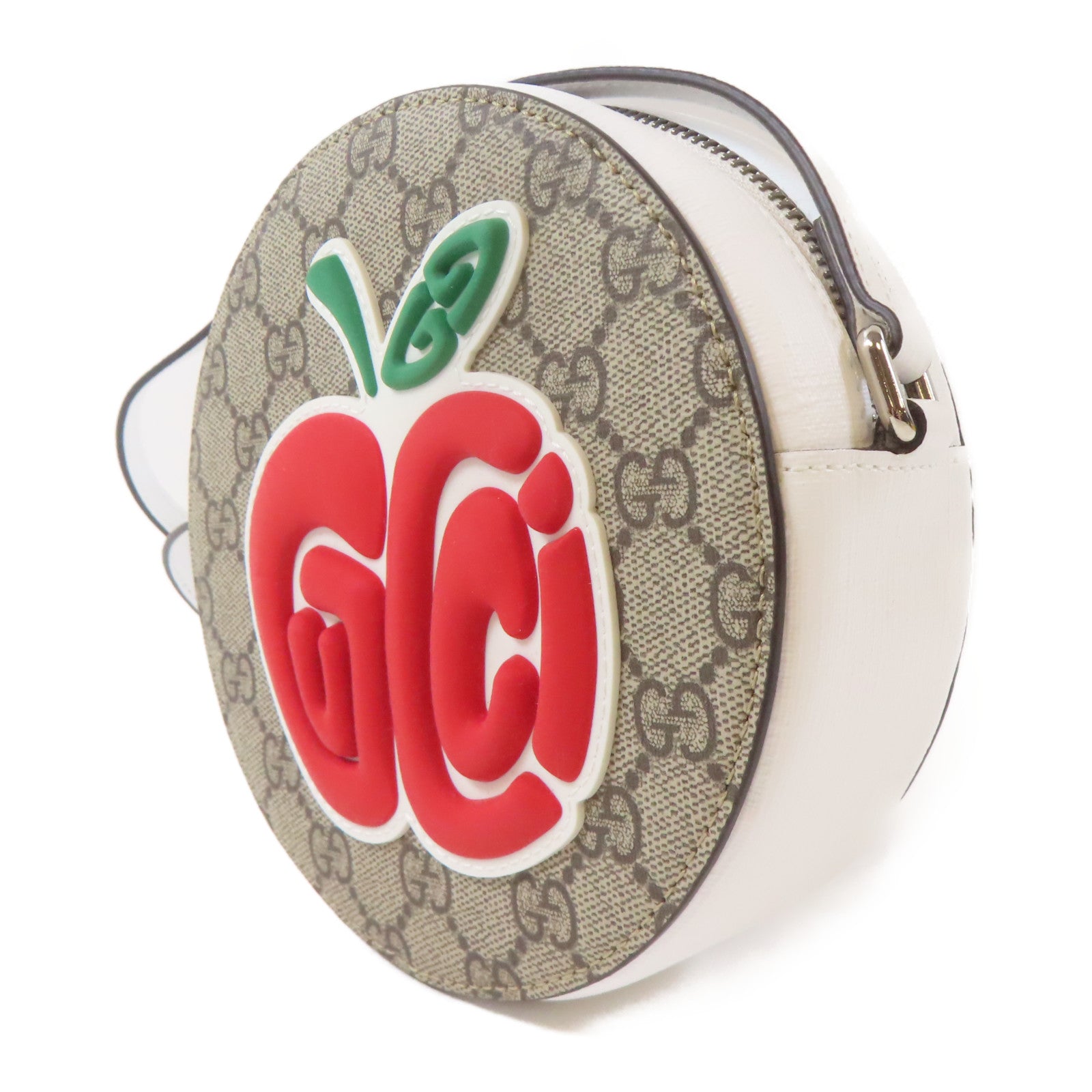 GUCCI 【激減優惠】塗層帆布Children's Shoulder Bag銀扣肩背袋啡色/白色