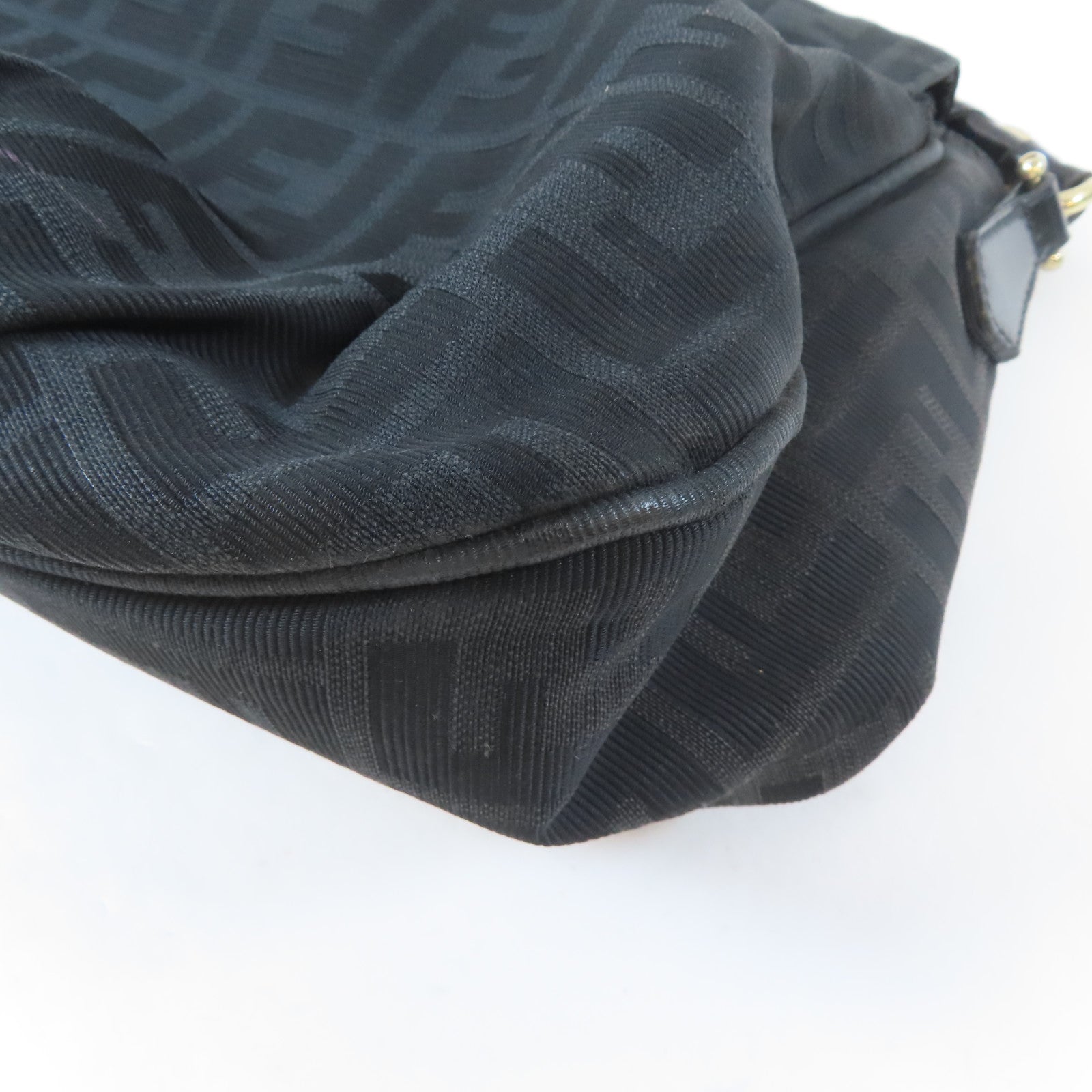 FENDI 帆布Zucca Mia Flap銀扣肩背袋啡色