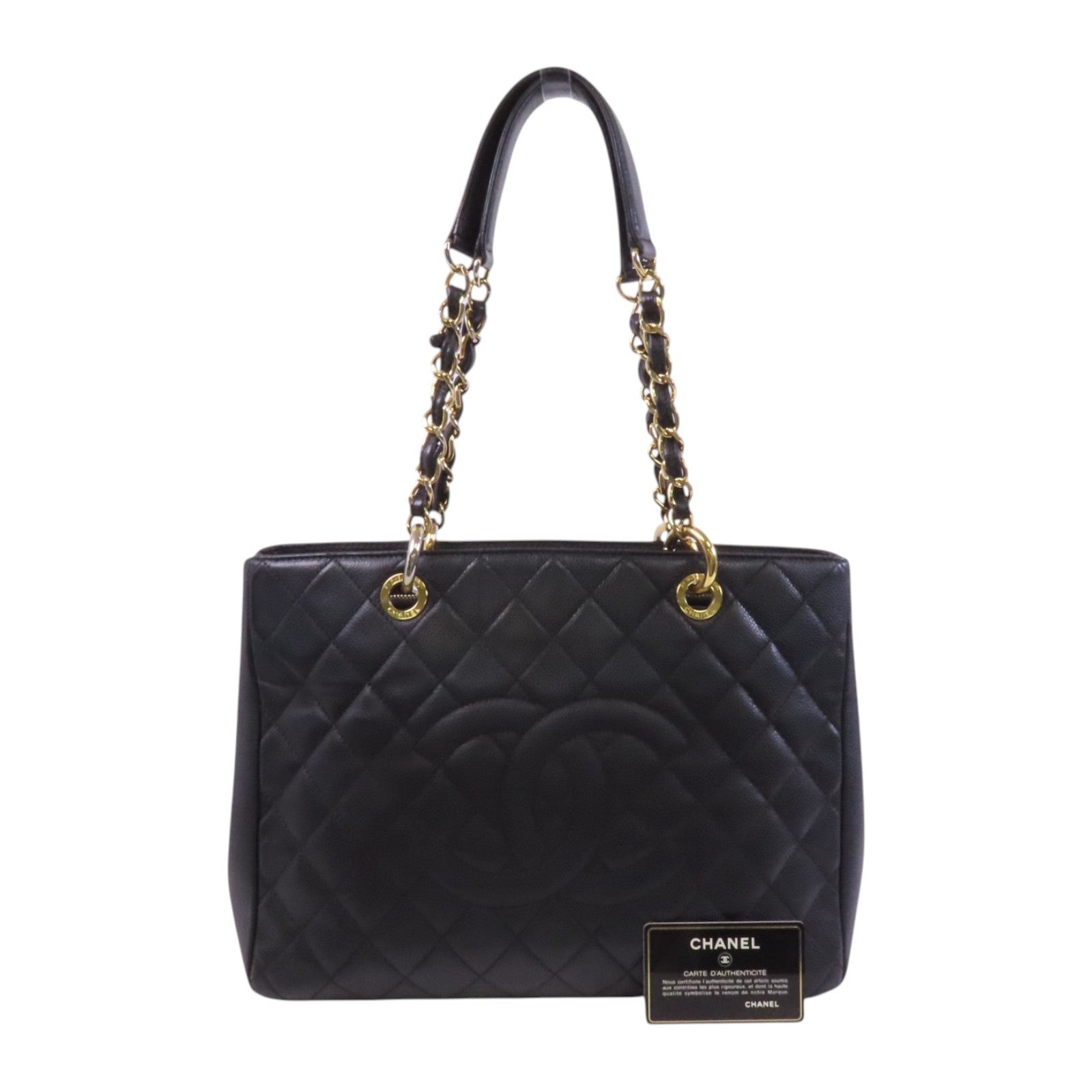 CHANEL 牛皮皮革GST金扣鏈帶肩背袋