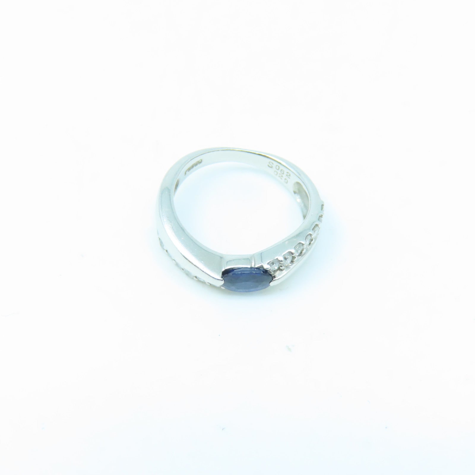 JEWELRY 【激減優惠】PT900鉑金Sapphire 5.2g藍寶石/0.29ct鑽石戒指US#4.75