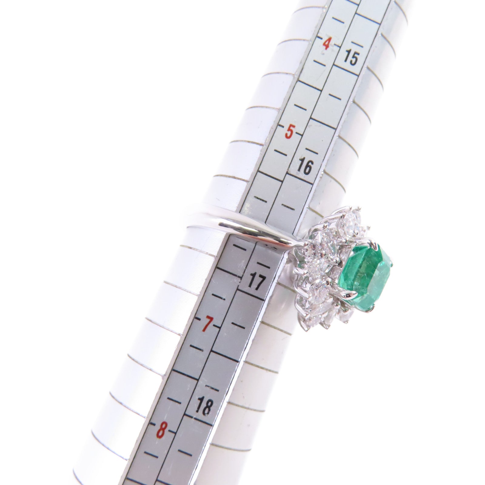 JEWELRY PT950鉑金/1.71ct綠寶石/0.82ct鑽石Emerald/Diamond Ring戒指US#6