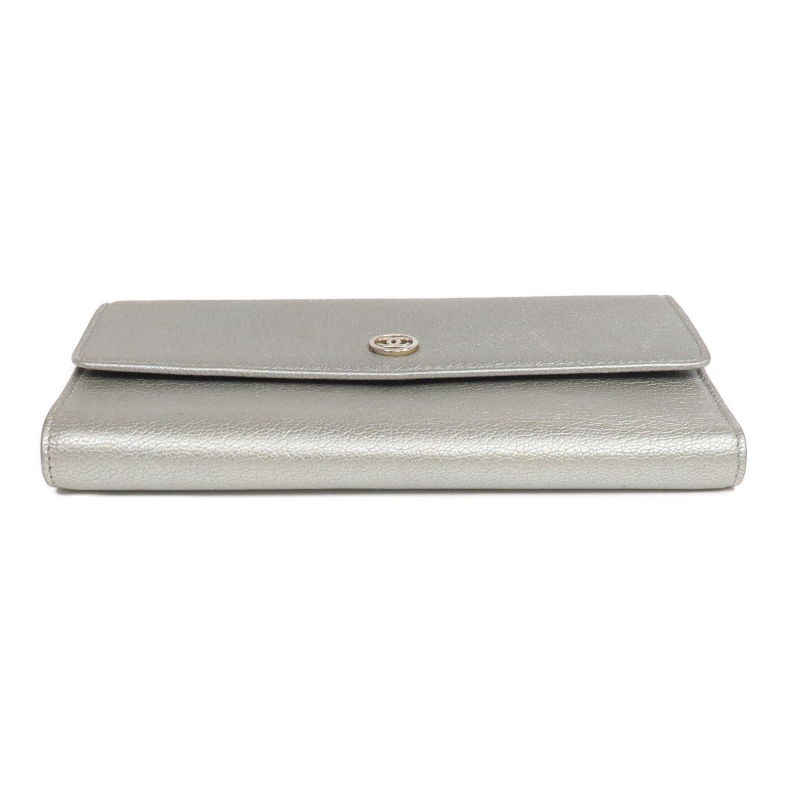 CHANEL 牛皮皮革Long Wallet銀扣長錢包