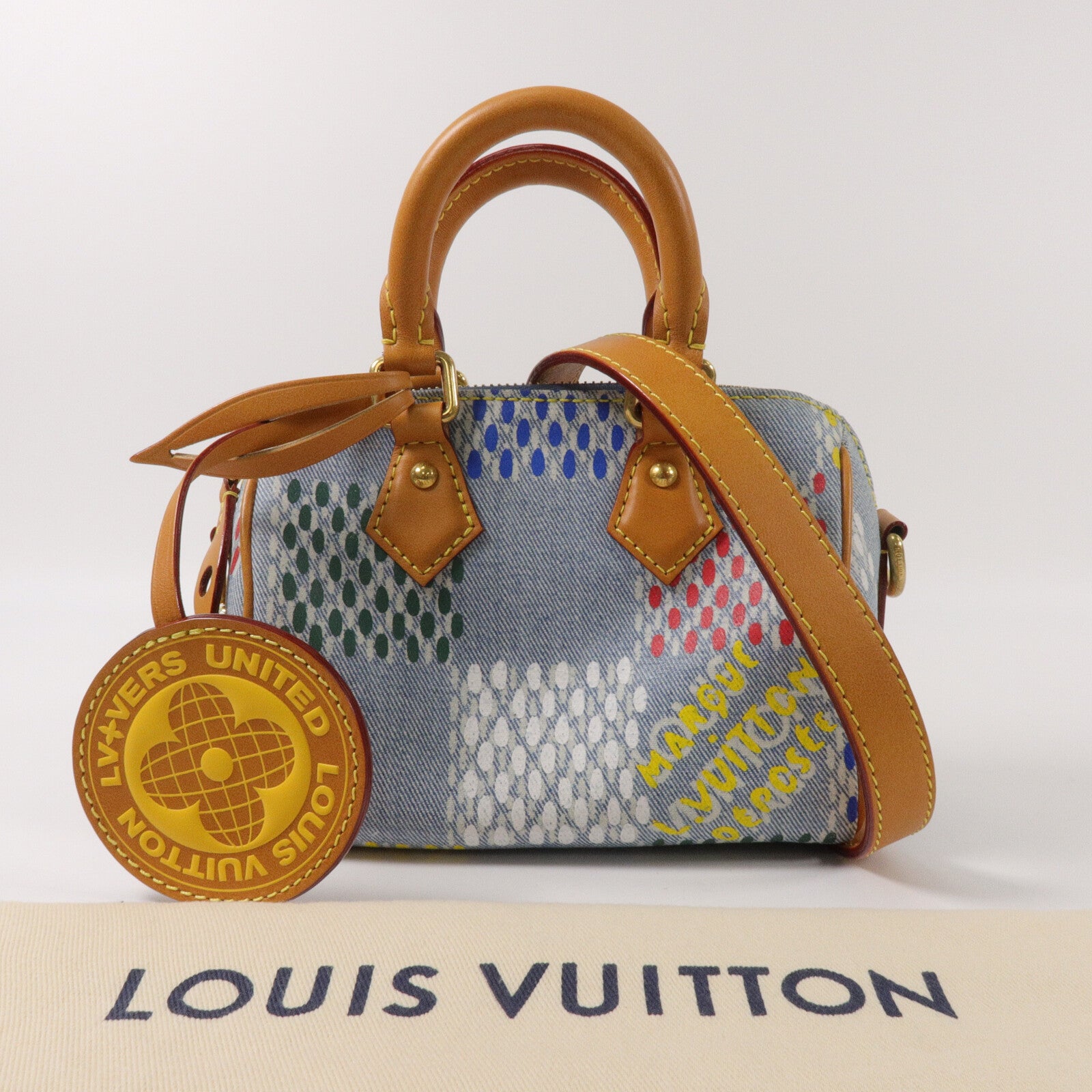 LOUIS VUITTON 牛仔布Speedy 18 Bandouliere手挽肩背兩用袋