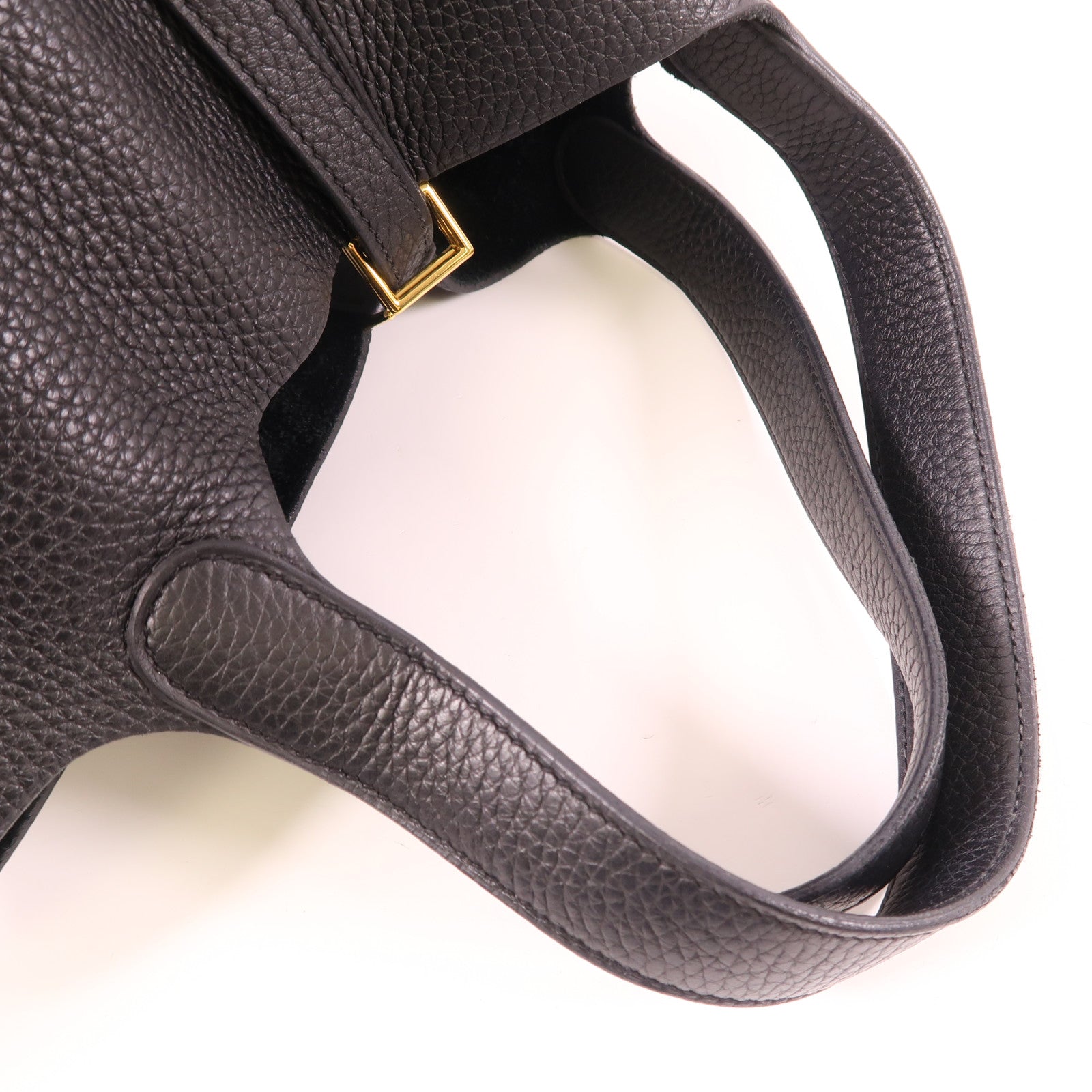 HERMES Clemence皮革Picotin MM金扣手挽袋89 Noir