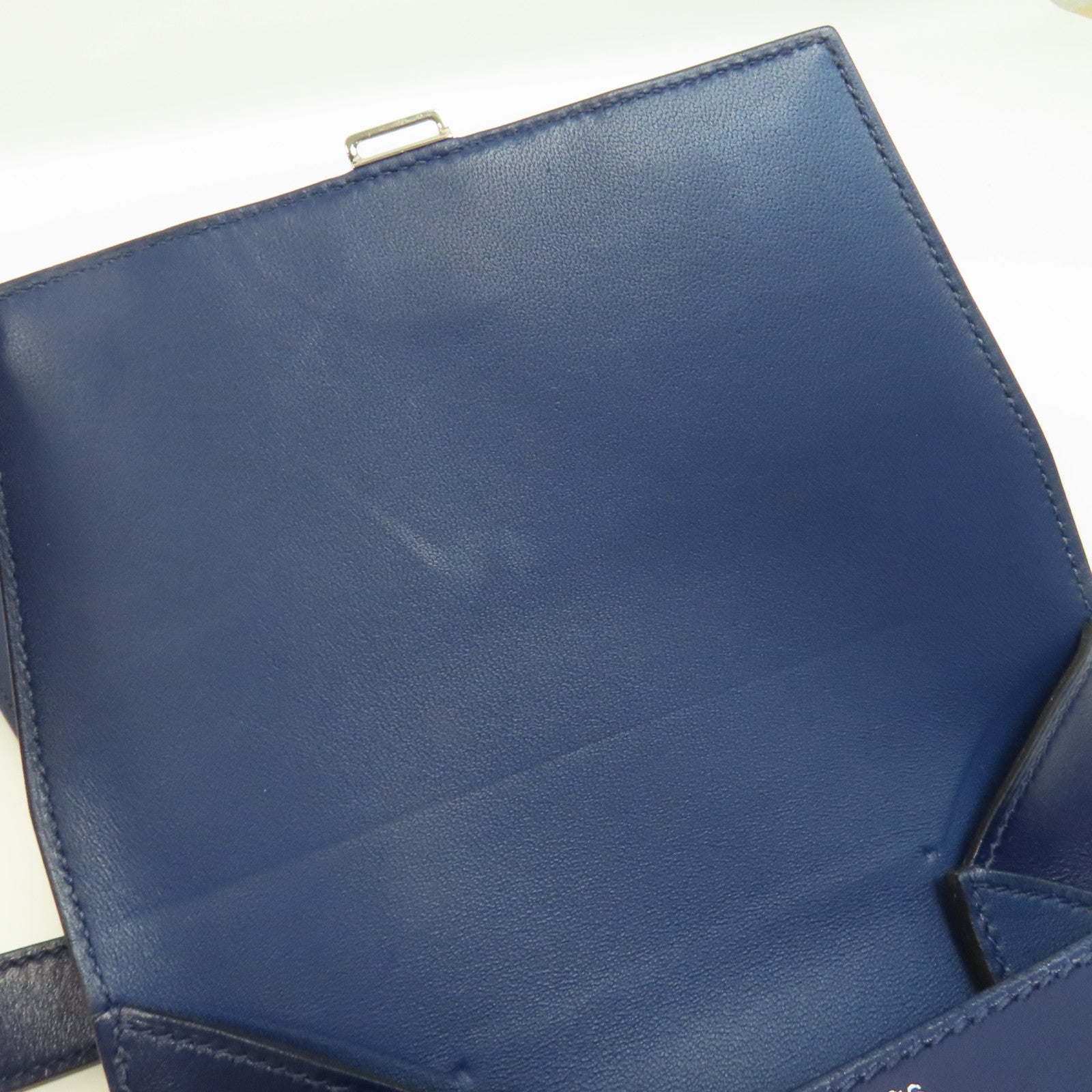 HERMES 【激減優惠】Tadelakt皮革Della Cavalleria Mini銀扣肩背袋Bleu Saphir/藍色