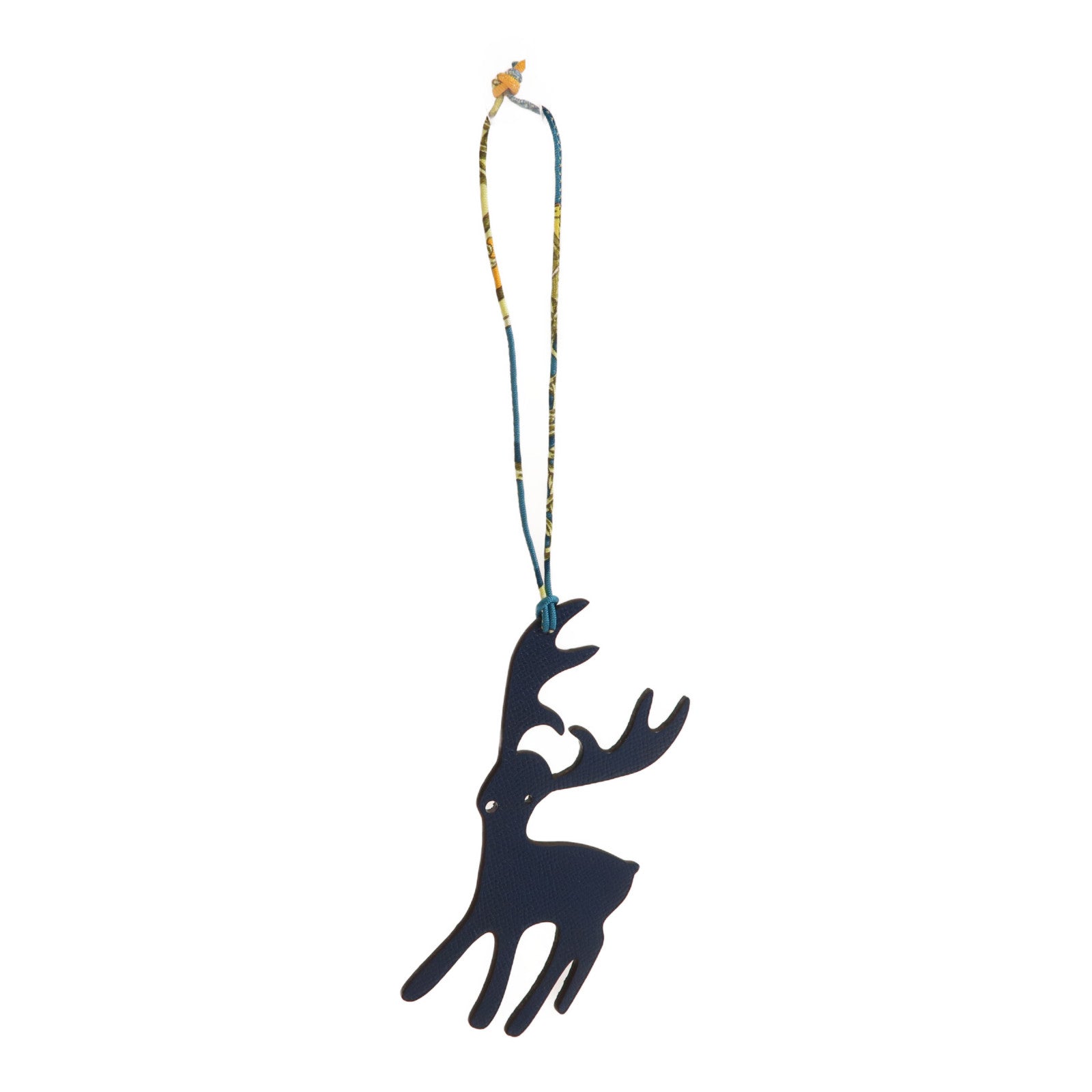 HERMES Epsom皮革Deer Charm掛飾橙色/深藍色