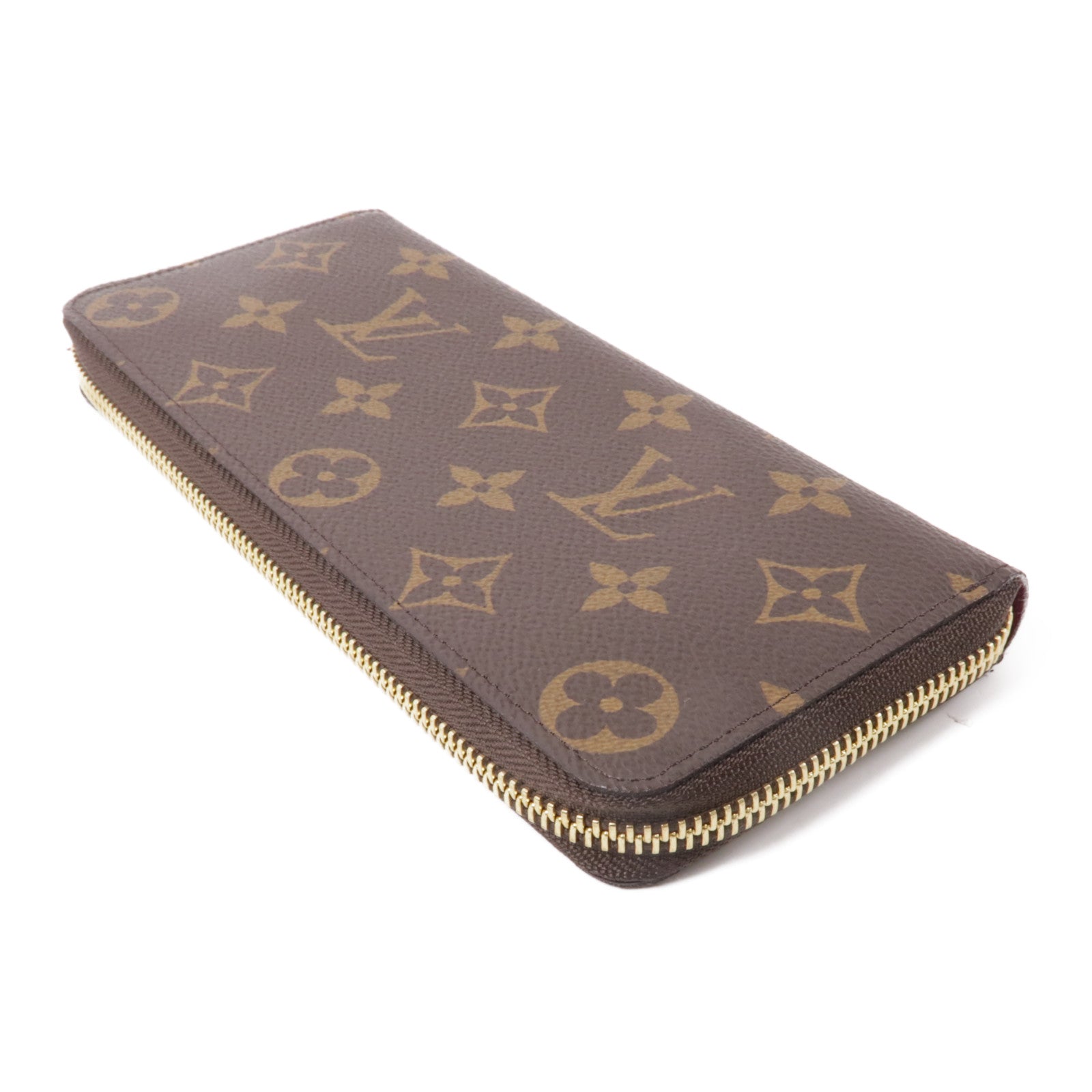 LOUIS VUITTON Monogram Zippy Wallet金扣長錢包棕色/紫色