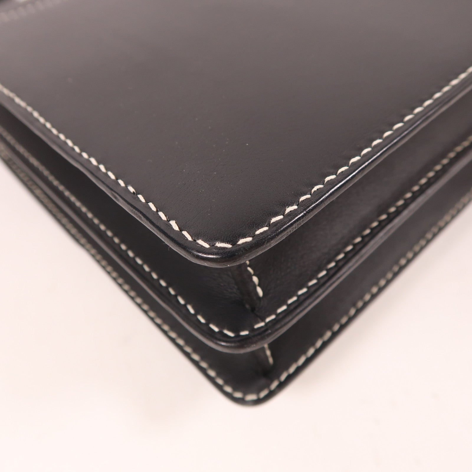 HERMES Evercolor皮革Roulis 23銀扣肩背袋Noir