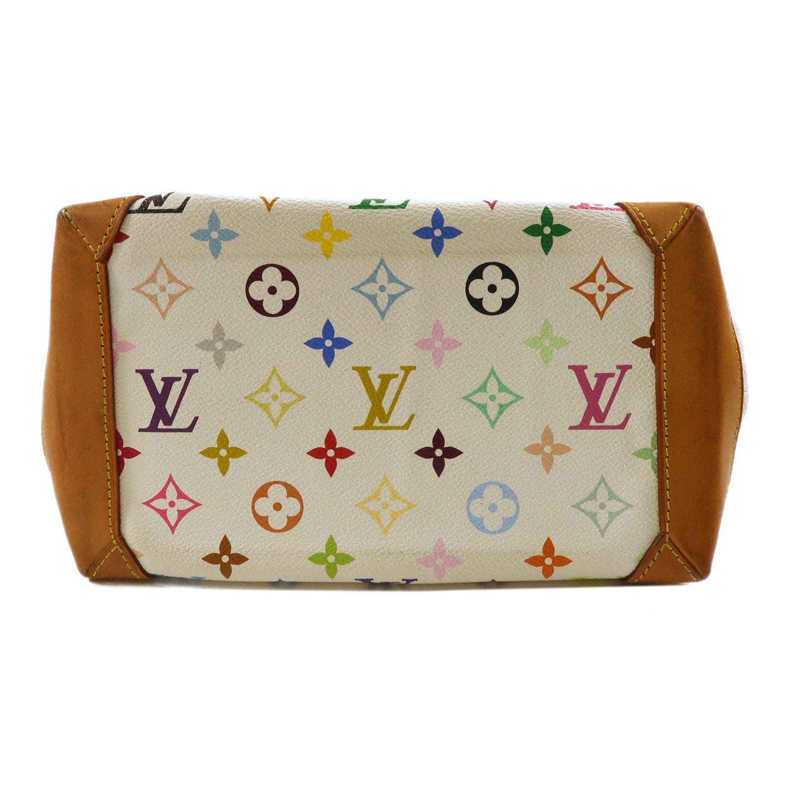 LOUIS VUITTON Monogram Multicolore Audra金扣手挽袋白色/彩色