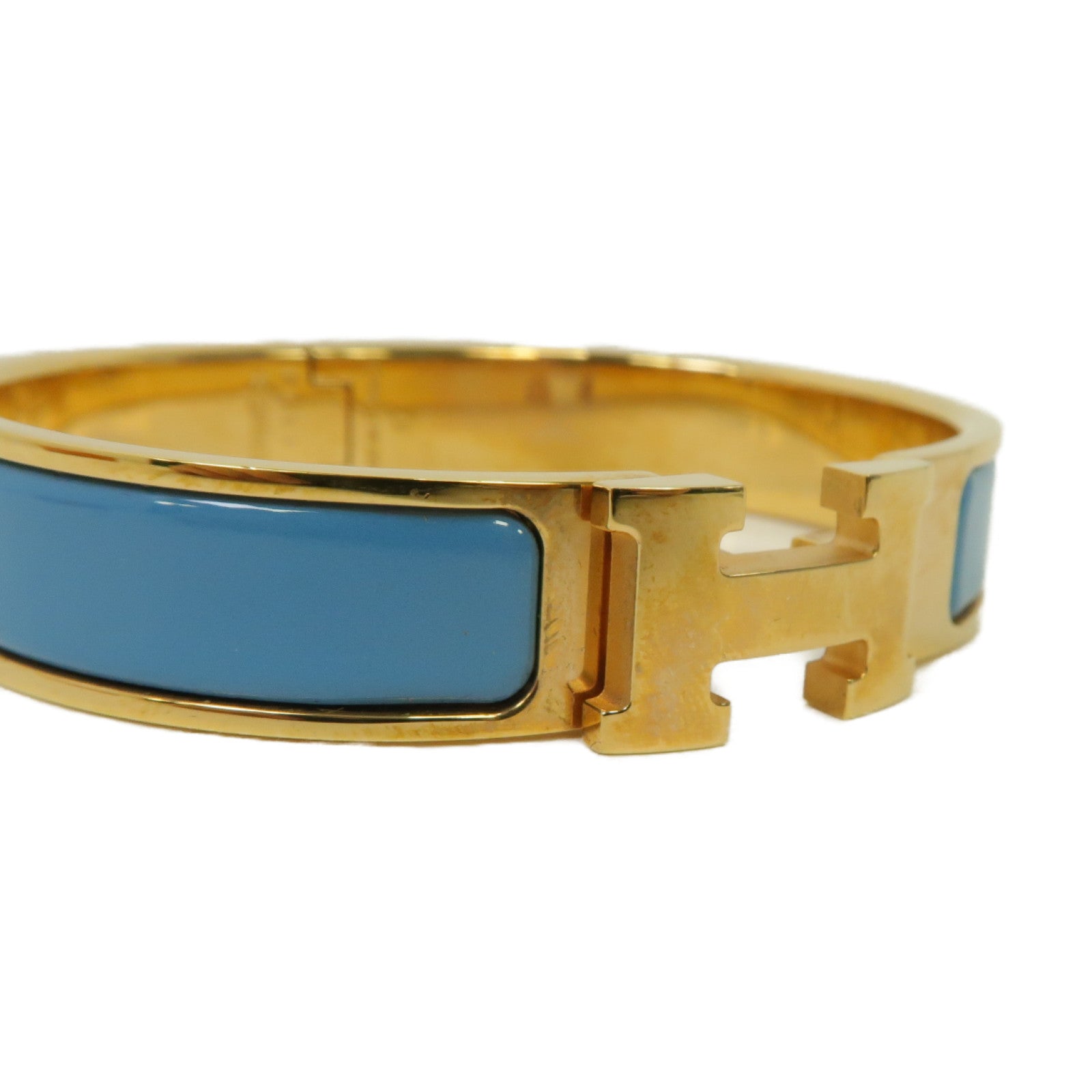 HERMES 金屬Clic H Bracelet手鐲藍色