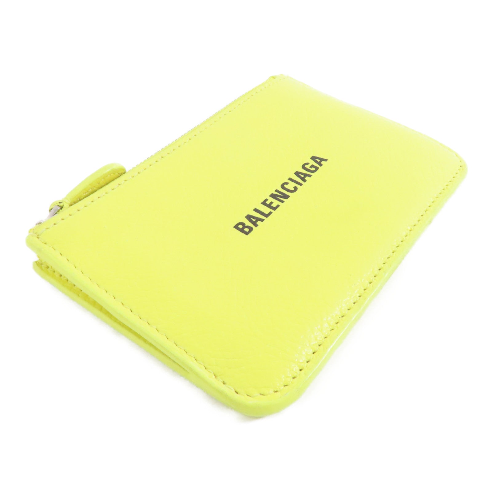 BALENCIAGA 牛皮皮革Card Case銀扣卡片套黃色