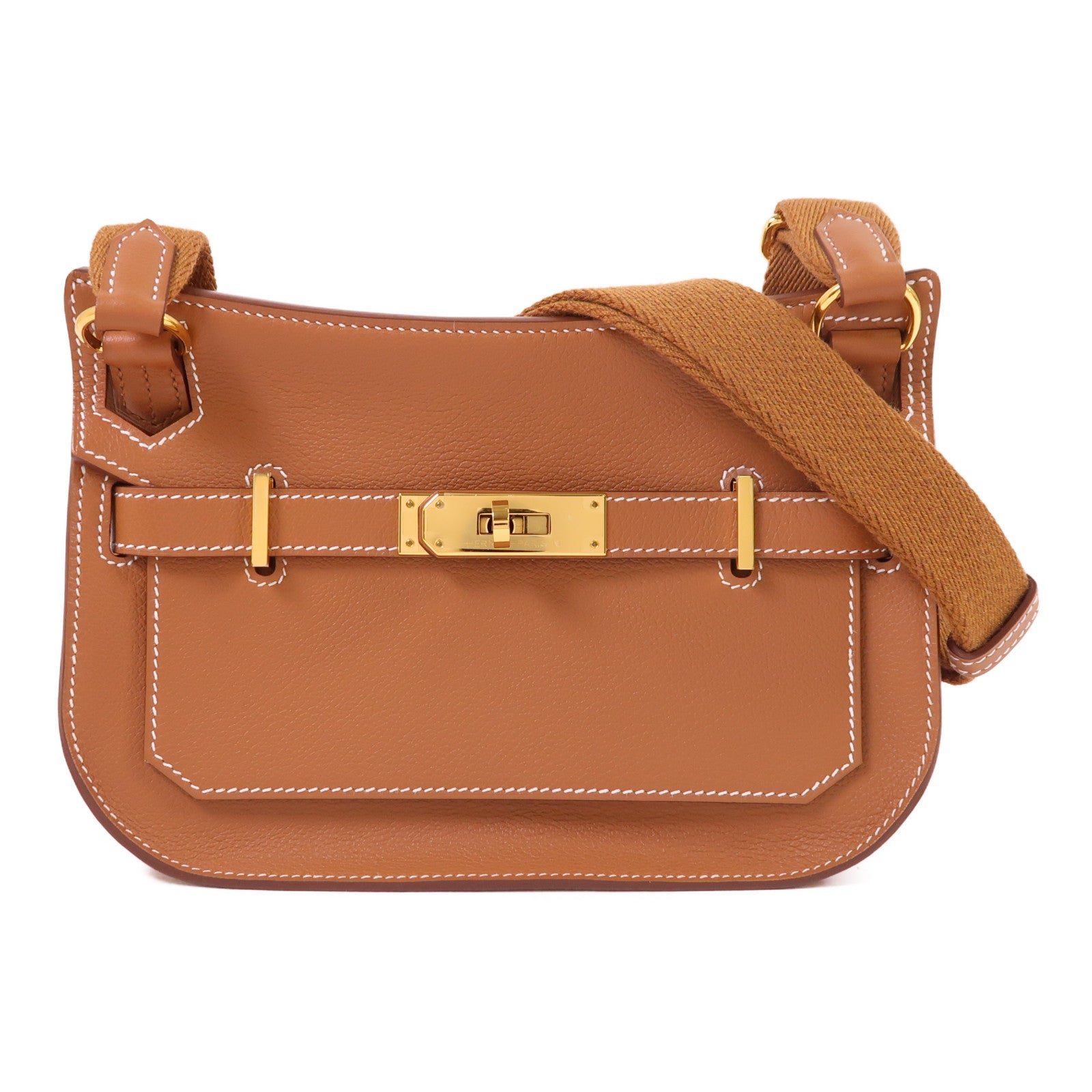 HERMES Evercolor皮革Jypsiere Mini金扣肩背袋Gold