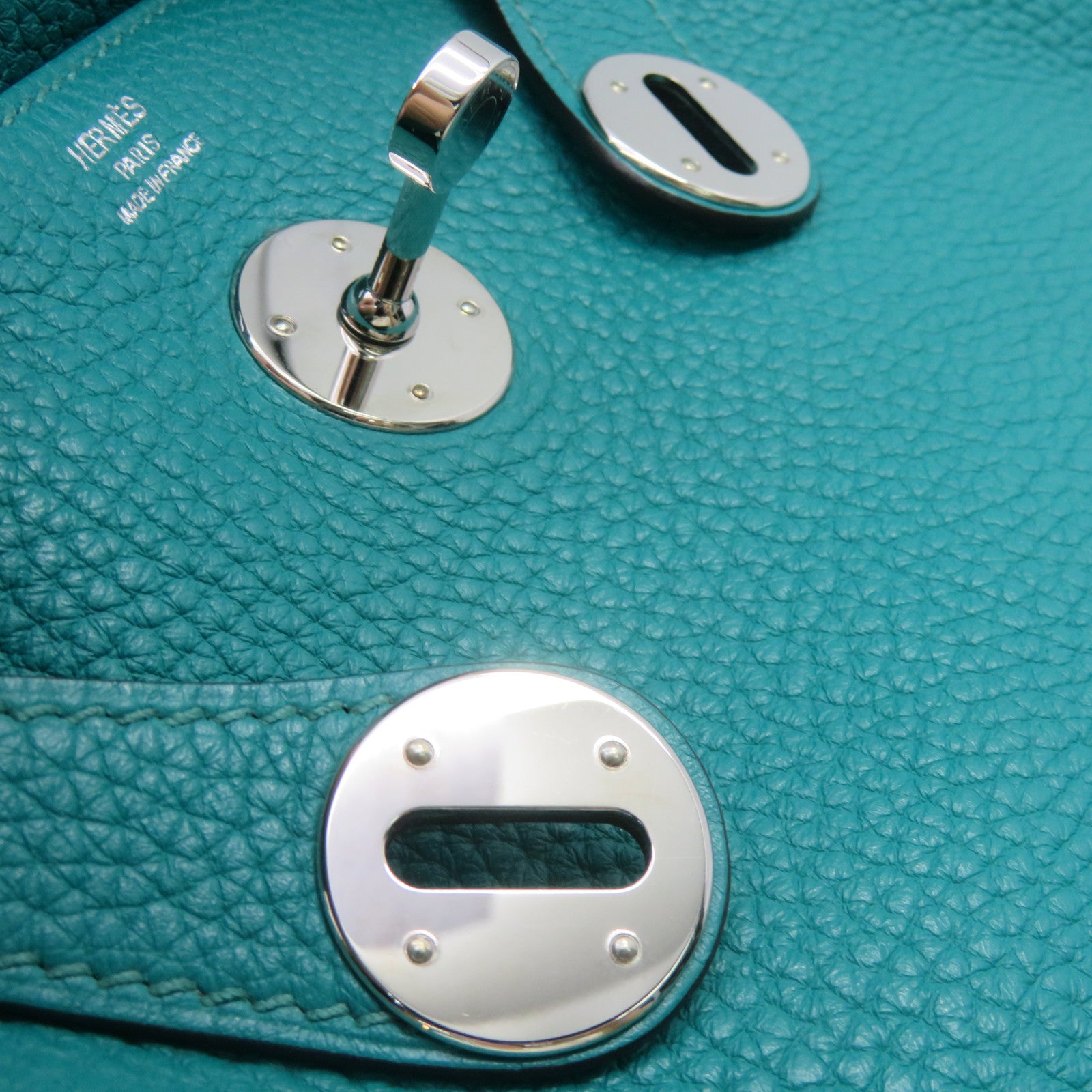 HERMES Clemence皮革Lindy 26 Shoulder Bag银扣肩背袋7F绿色