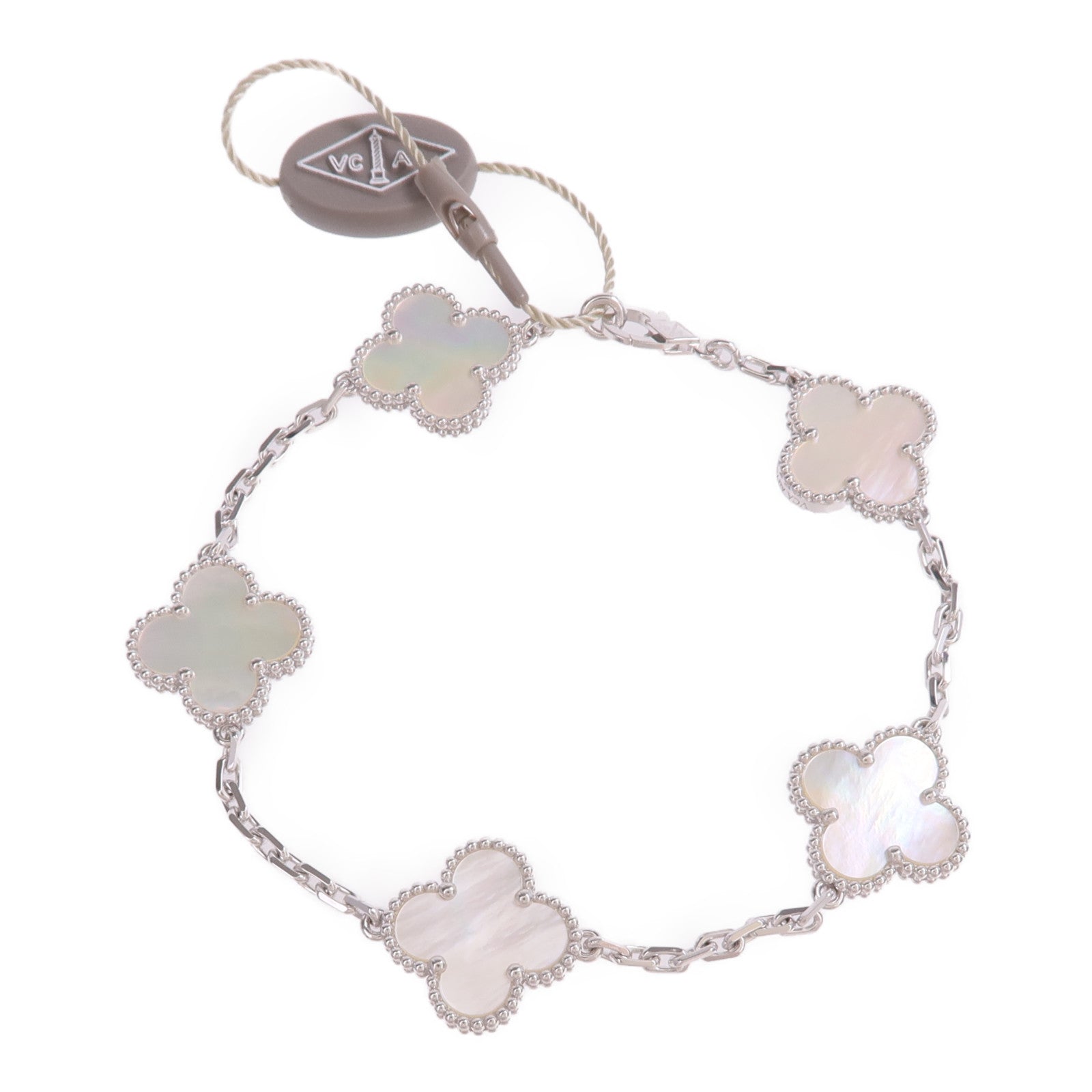 Van Cleef & Arpels 18K白金Vintage Alhambra Bracelet 5 Motifs珍珠母貝手鏈